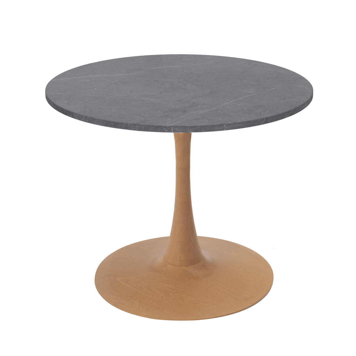 Bristol Round Dining Table With MDF Wood/Sintered Stone Tabletop with Natural Wood Finish Pedestal Base