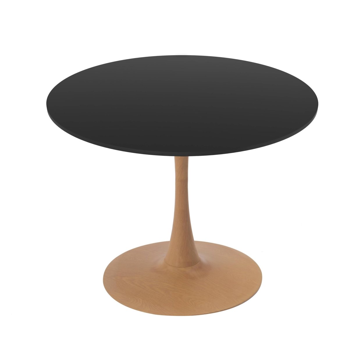 Bristol Round Dining Table With MDF Wood/Sintered Stone Tabletop with Natural Wood Finish Pedestal Base
