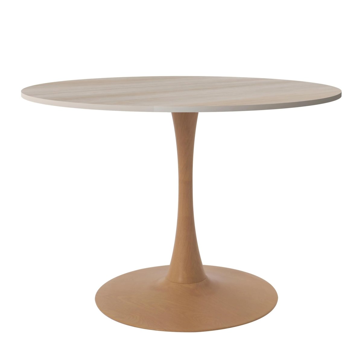 Bristol Round Dining Table With MDF Wood/Sintered Stone Tabletop with Natural Wood Finish Pedestal Base