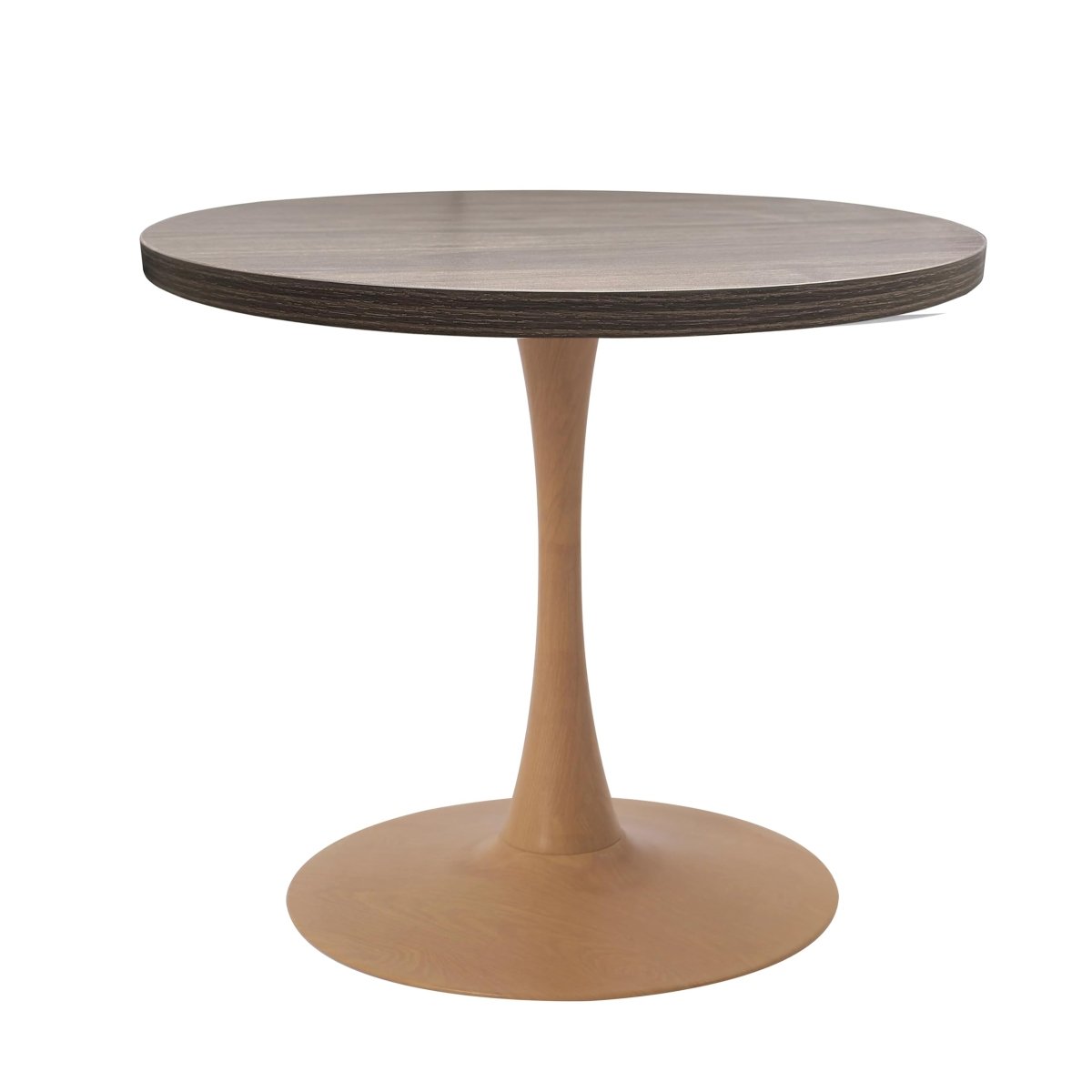 Bristol Round Dining Table With MDF Wood/Sintered Stone Tabletop with Natural Wood Finish Pedestal Base
