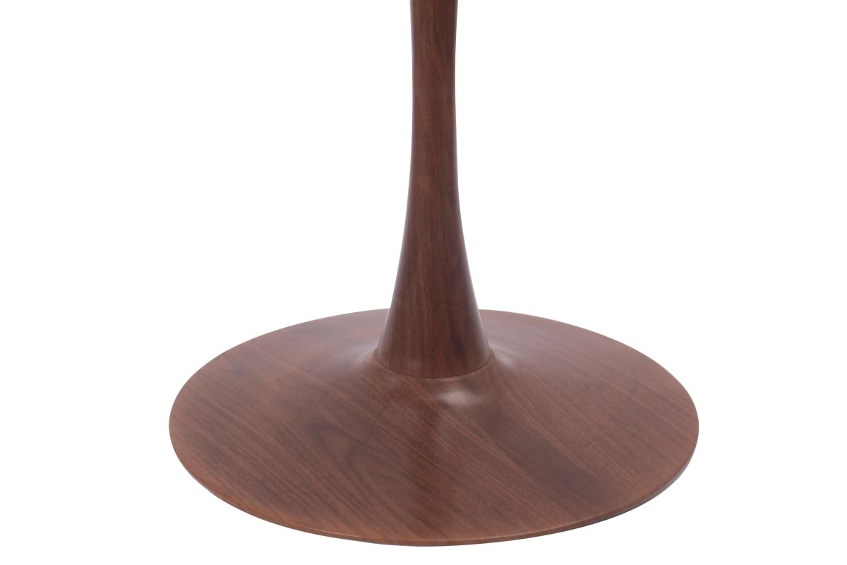 Bristol Round Dining Table With MDF Wood/Sintered Stone Tabletop with Walnut Finish Pedestal Base