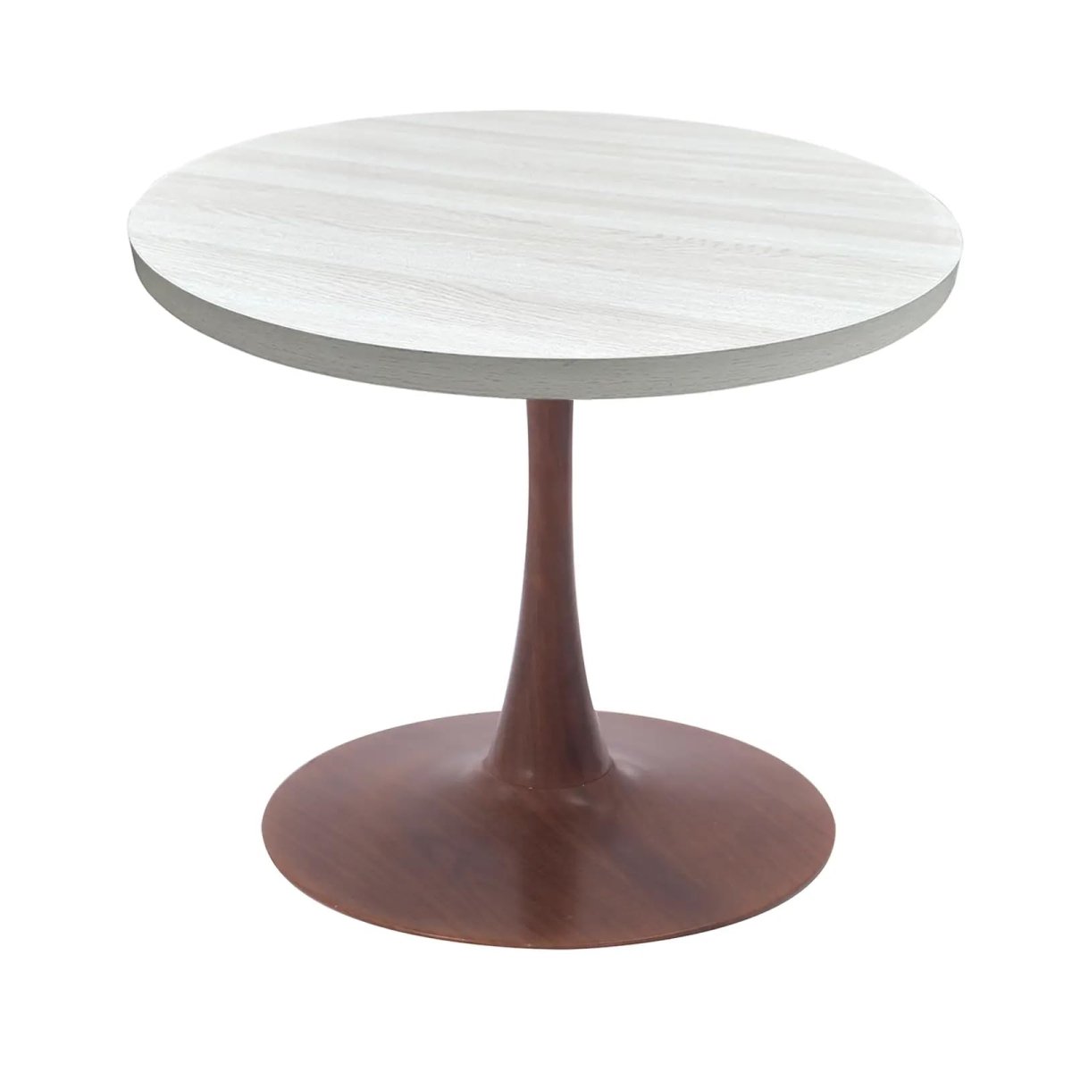 Bristol Round Dining Table With MDF Wood/Sintered Stone Tabletop with Walnut Finish Pedestal Base