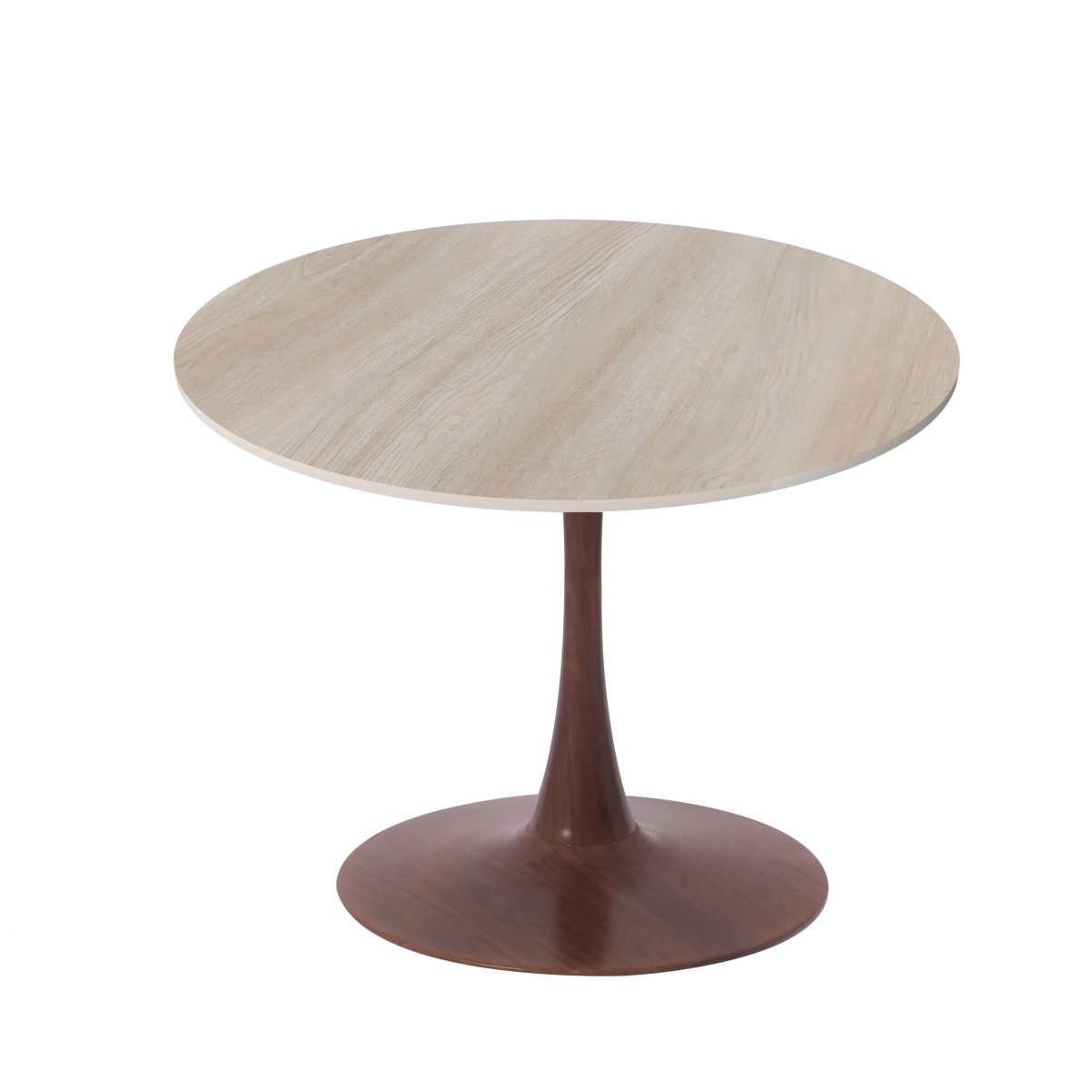 Bristol Round Dining Table With MDF Wood/Sintered Stone Tabletop with Walnut Finish Pedestal Base