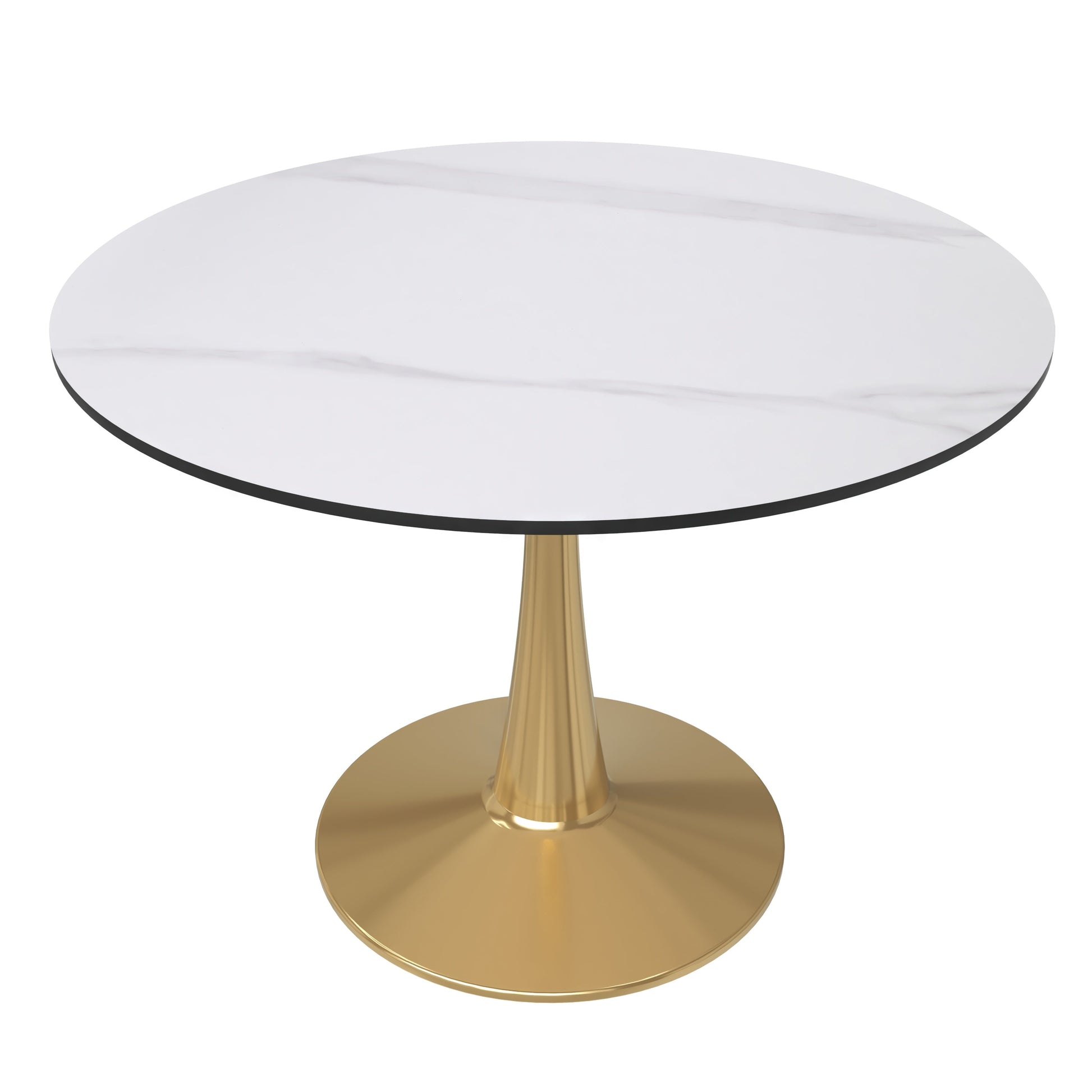 Bristol Round Dining Table with MDF/Sintered Stone Tabletop in Gold Steel