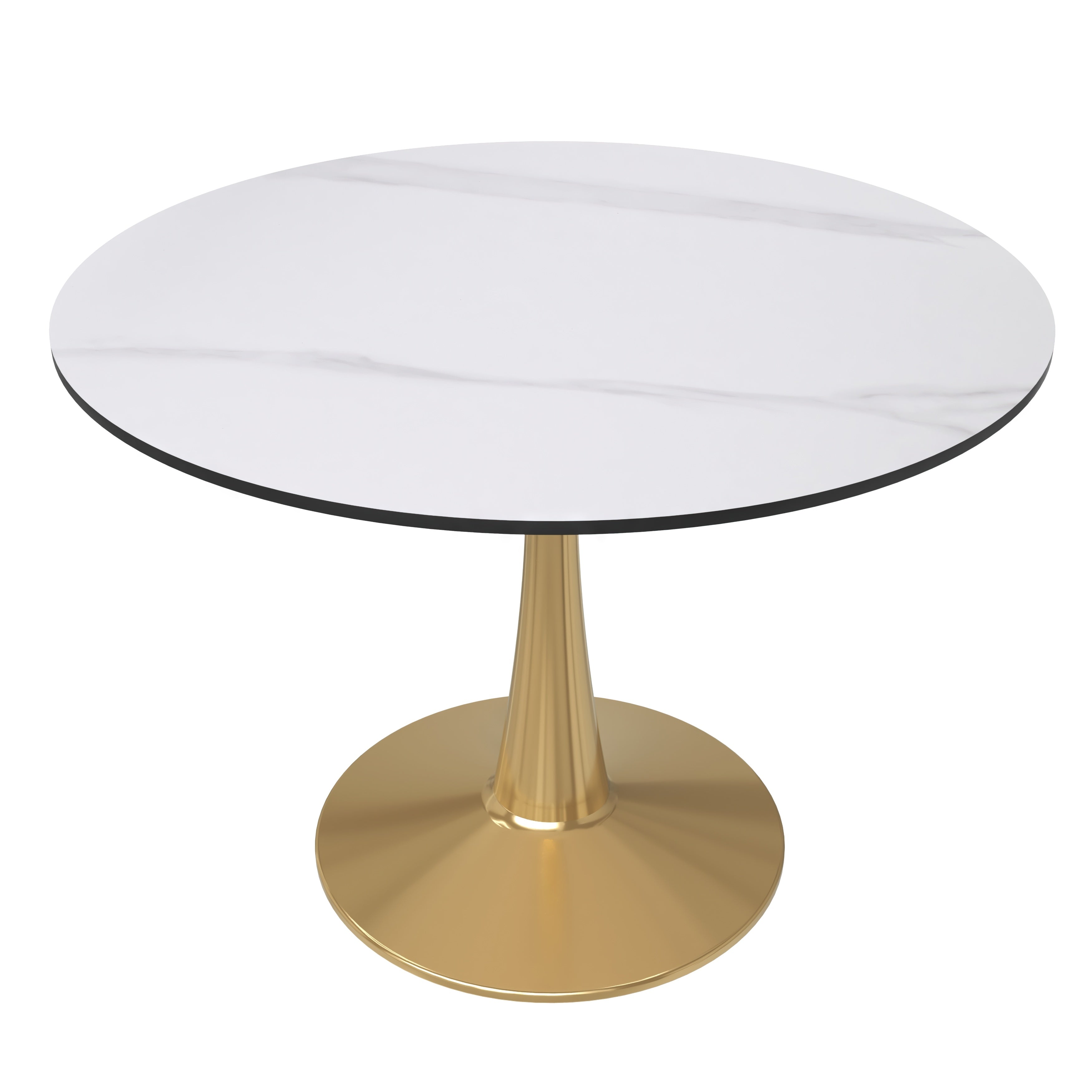 Bristol Round Dining Table with MDF/Sintered Stone Tabletop in Gold Steel