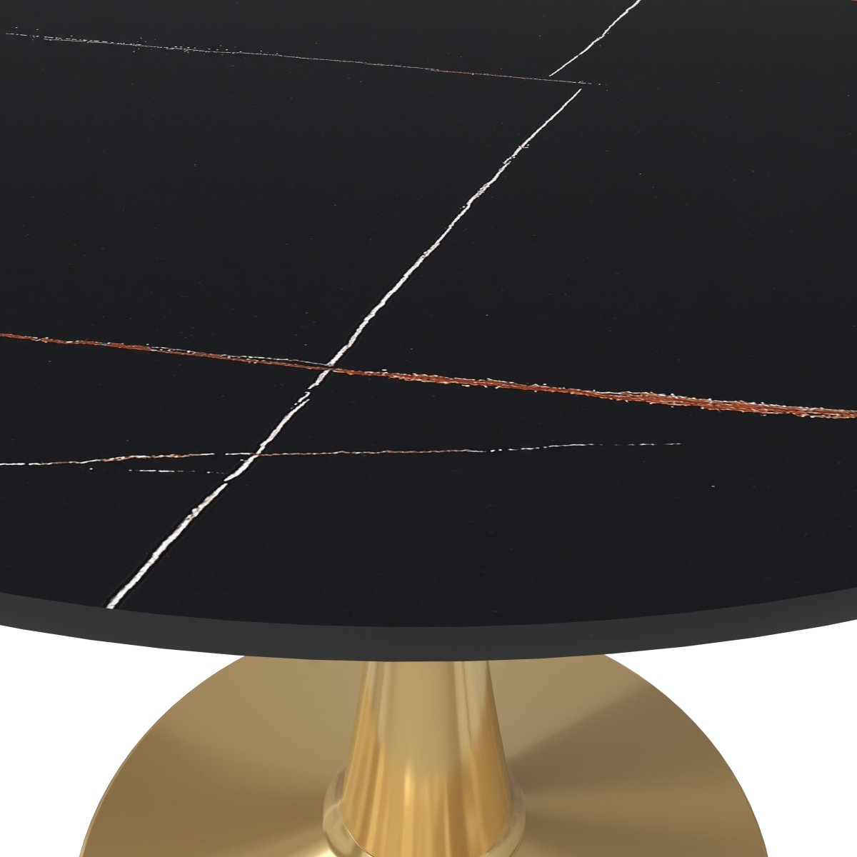Bristol Round Dining Table with MDF/Sintered Stone Tabletop in Gold Steel