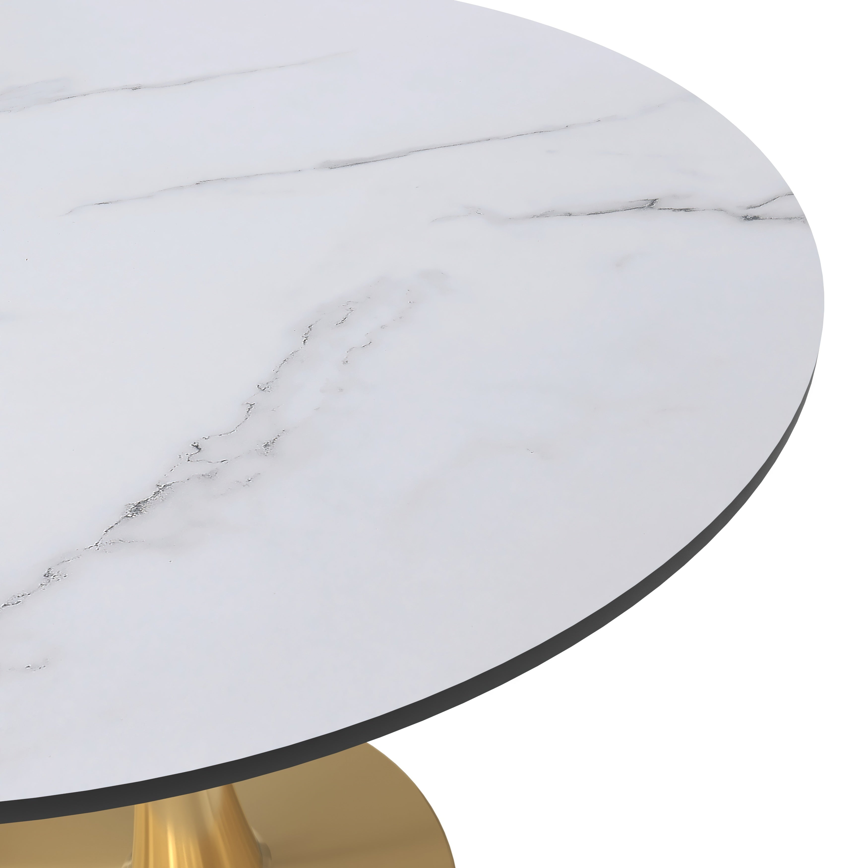 Bristol Round Dining Table with MDF/Sintered Stone Tabletop in Gold Steel