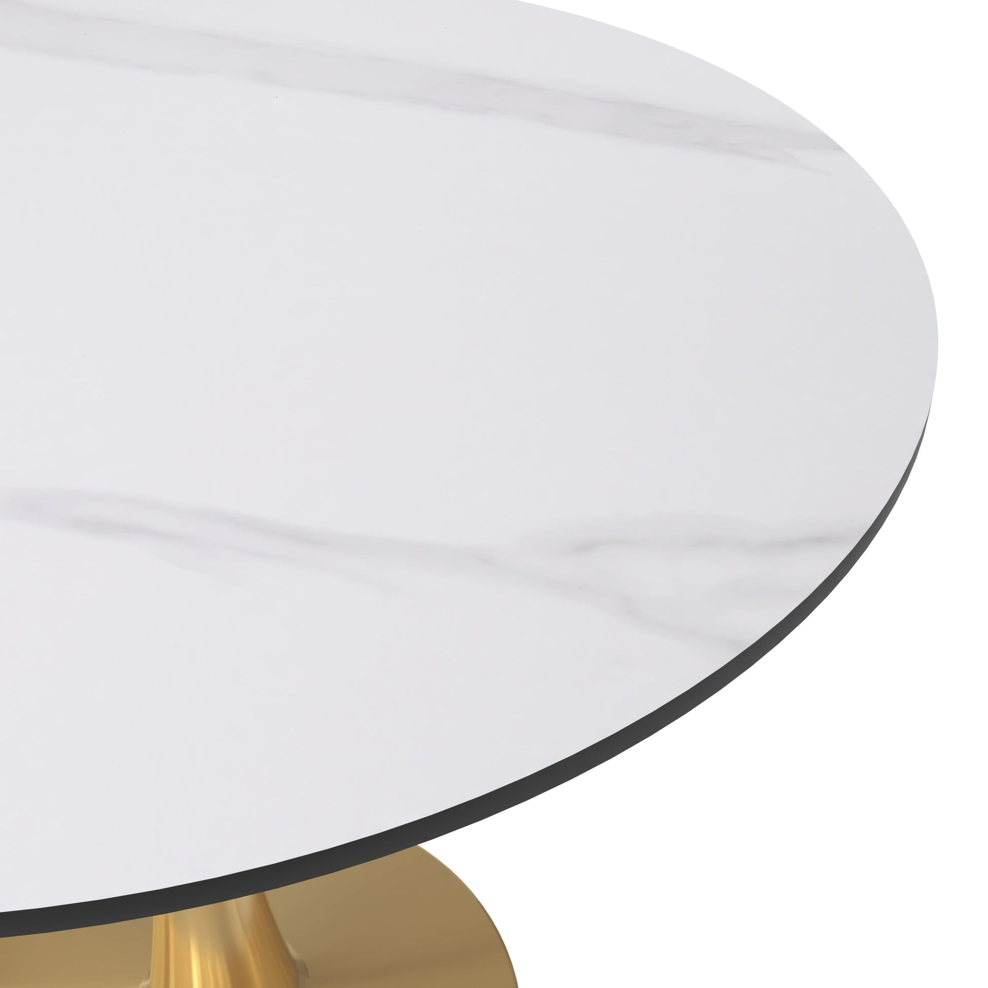 Bristol Round Dining Table with MDF/Sintered Stone Tabletop in Gold Steel