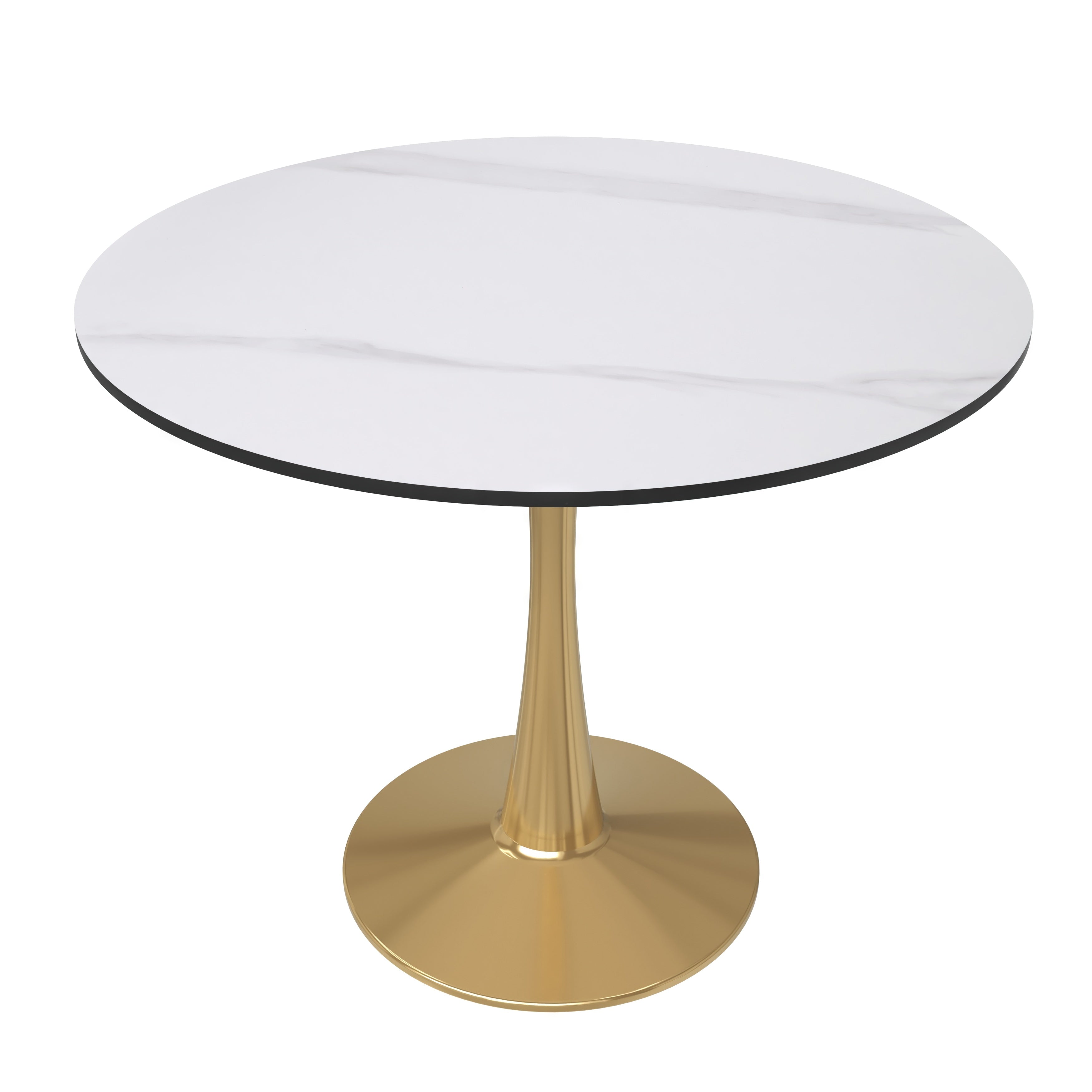 Bristol Round Dining Table with MDF/Sintered Stone Tabletop in Gold Steel