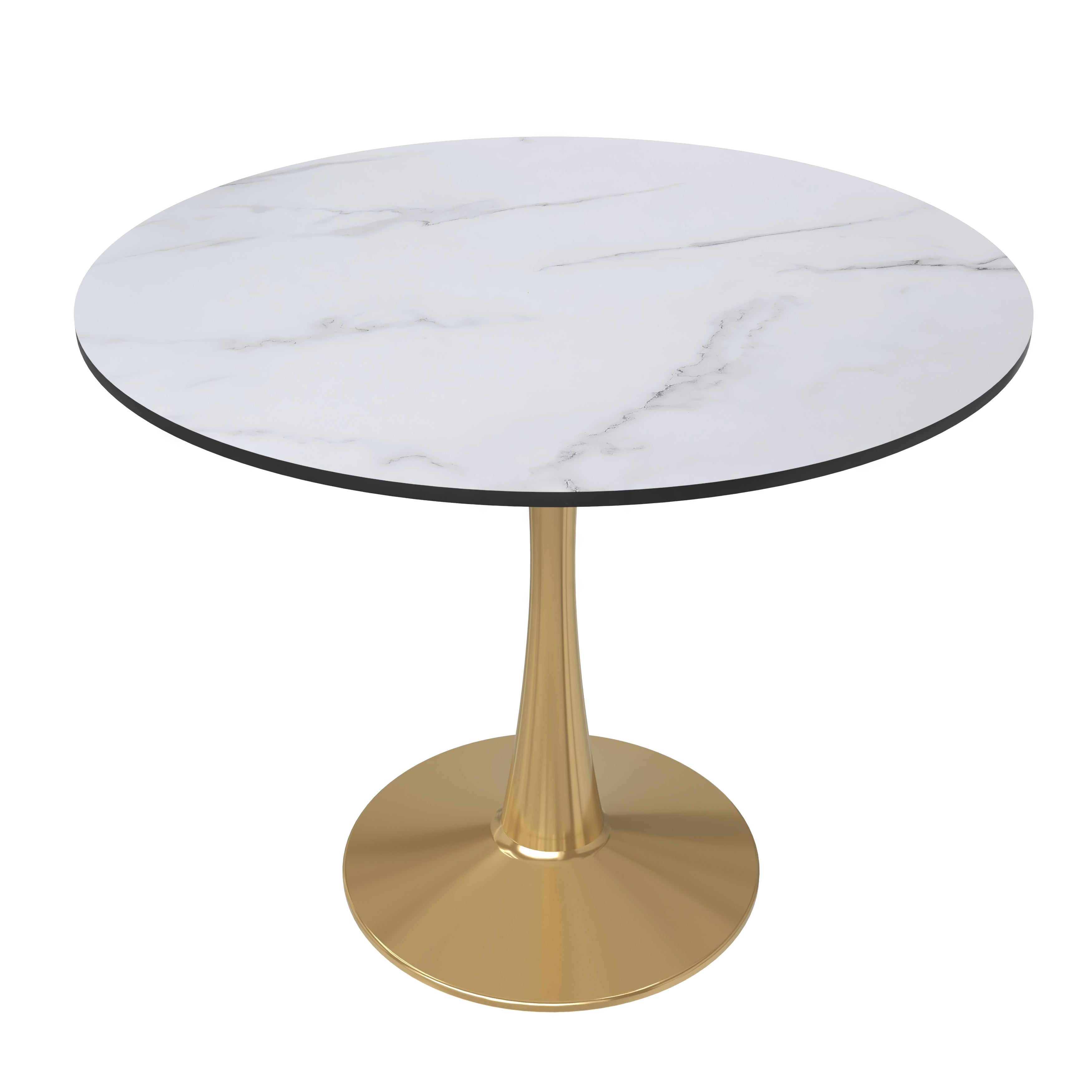 Bristol Round Dining Table with MDF/Sintered Stone Tabletop in Gold Steel