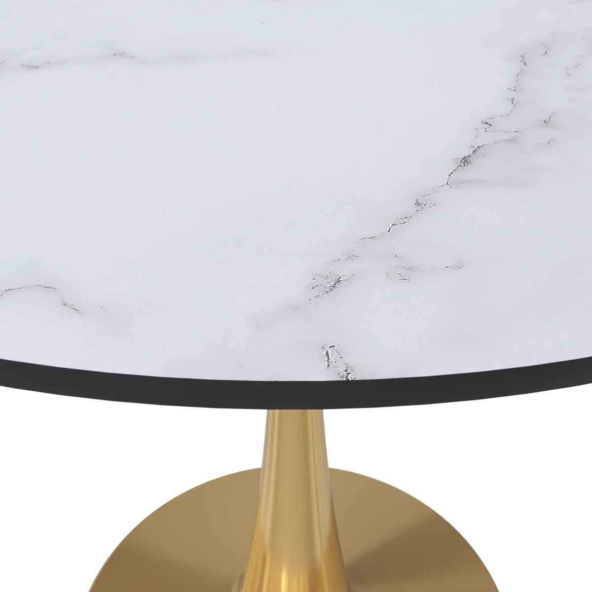 Bristol Round Dining Table with MDF/Sintered Stone Tabletop in Gold Steel