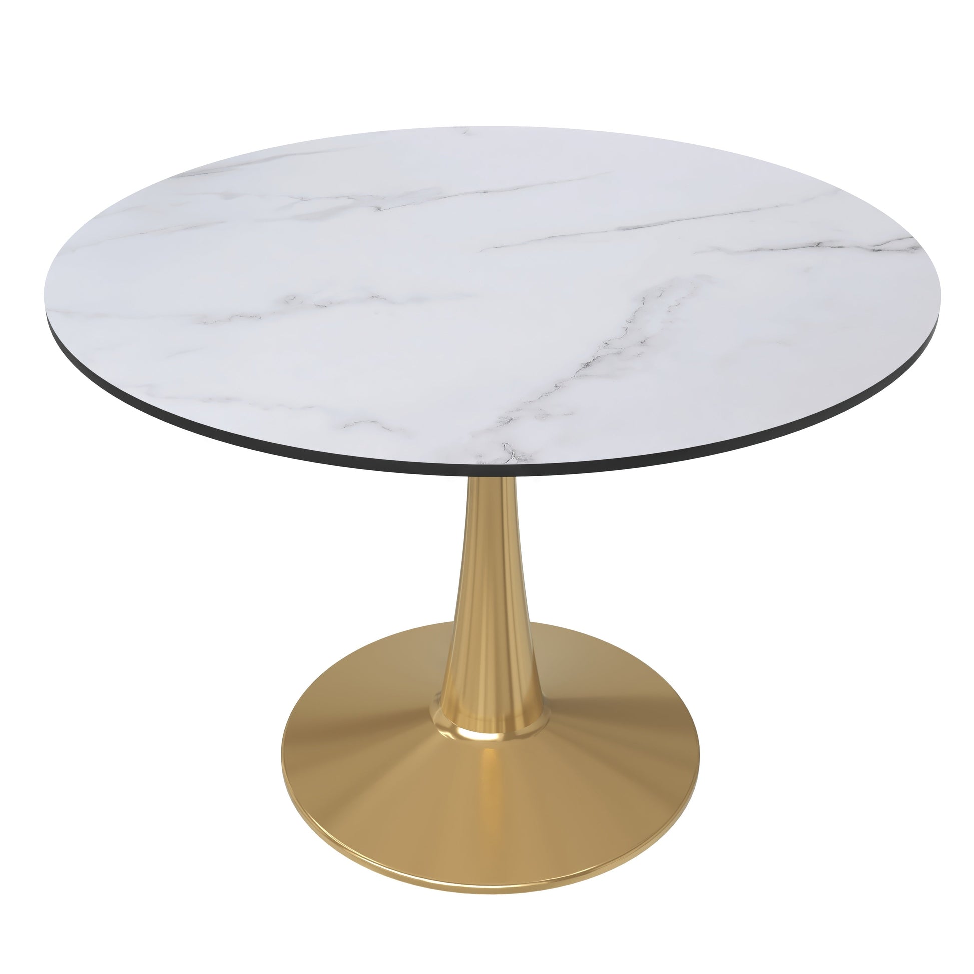 Bristol Round Dining Table with MDF/Sintered Stone Tabletop in Gold Steel