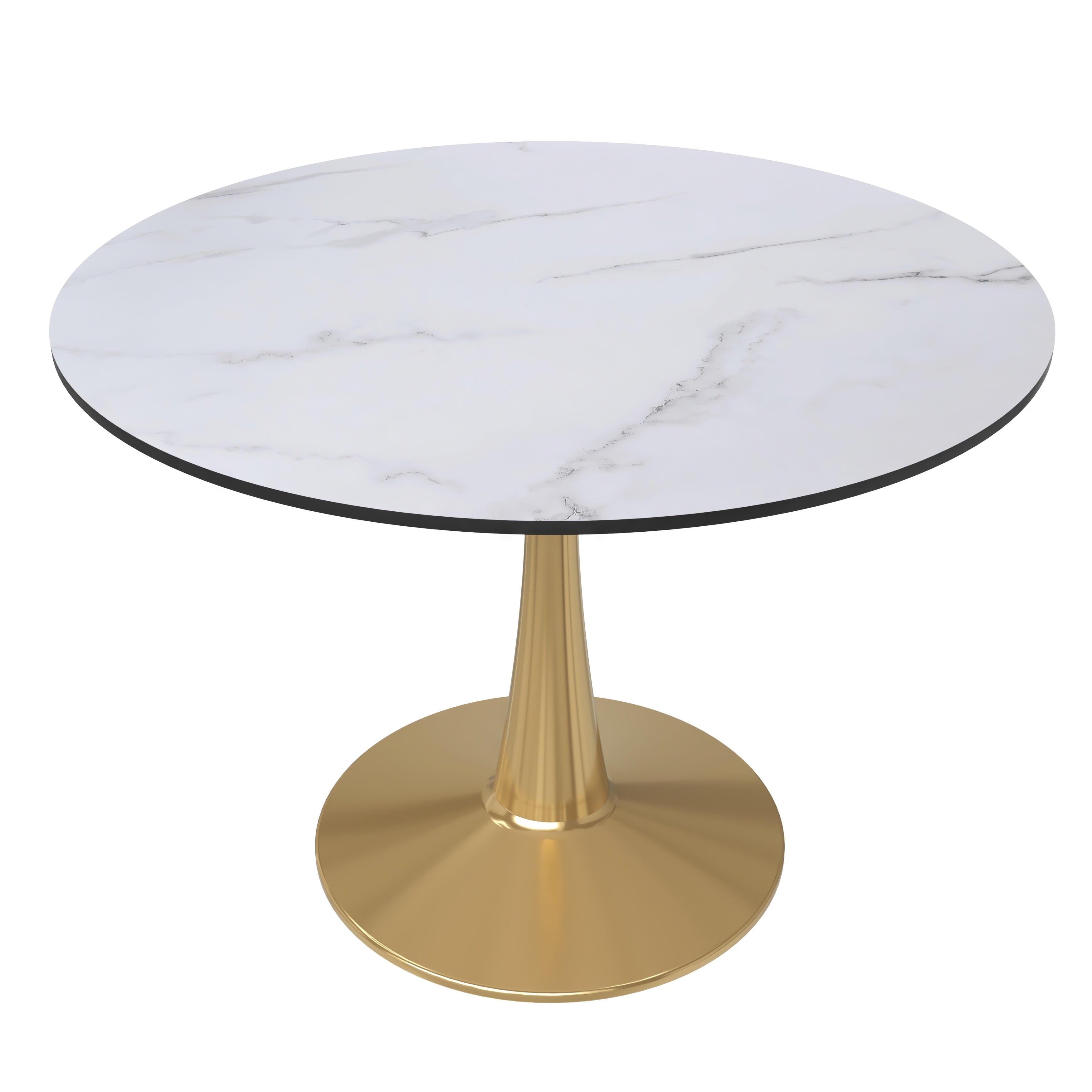 Bristol Round Dining Table with MDF/Sintered Stone Tabletop in Gold Steel