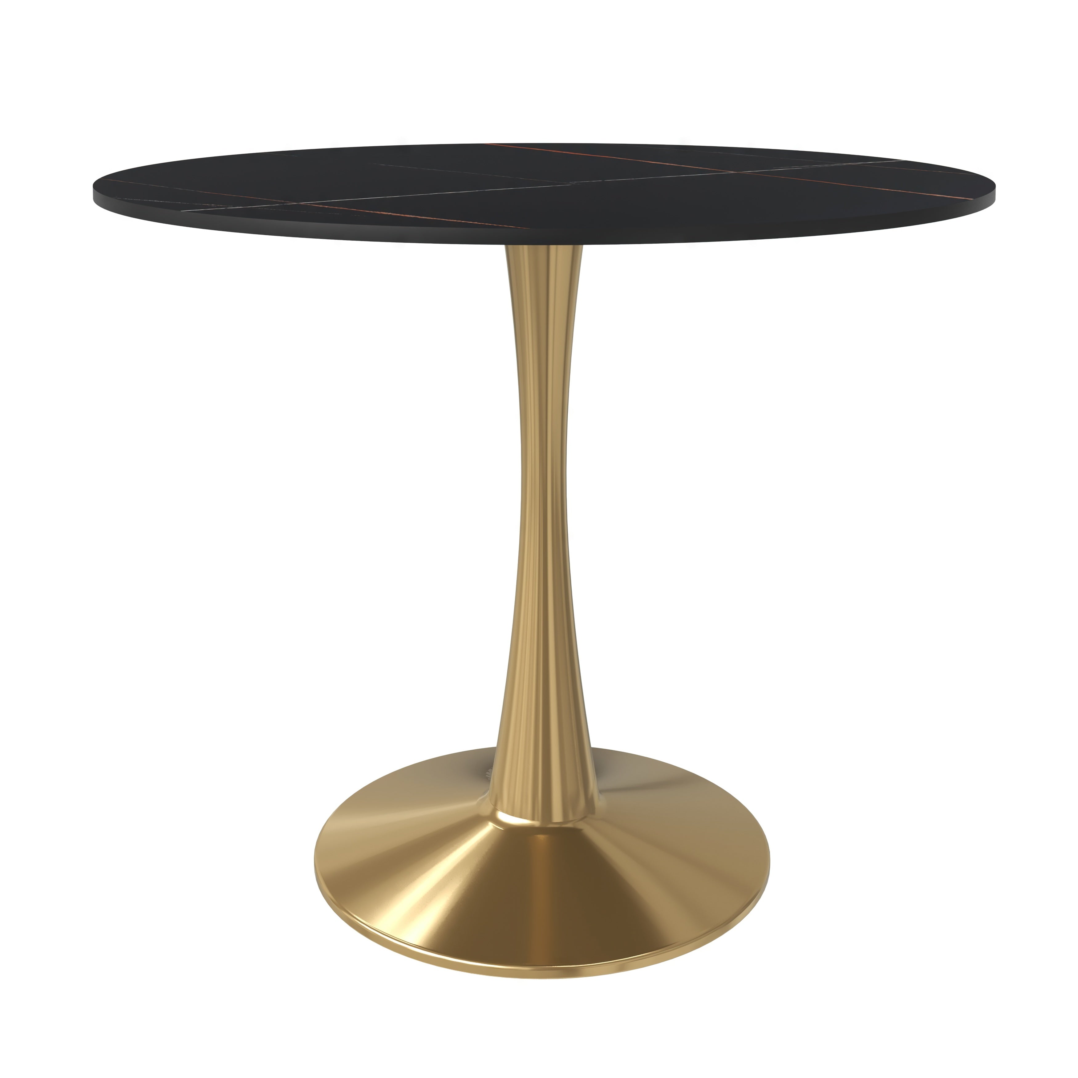 Bristol Round Dining Table with MDF/Sintered Stone Tabletop in Gold Steel