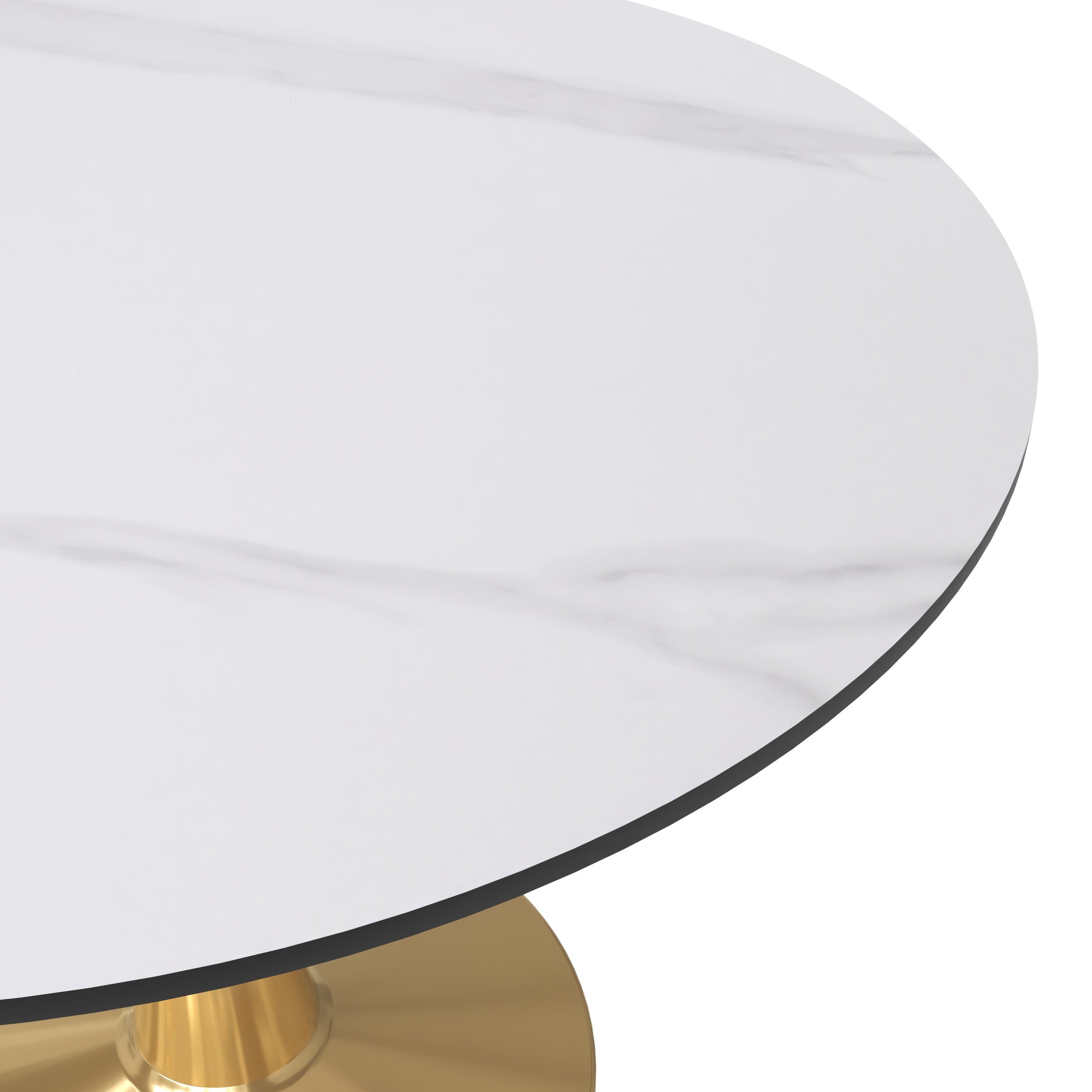 Bristol Round Dining Table with MDF/Sintered Stone Tabletop in Gold Steel