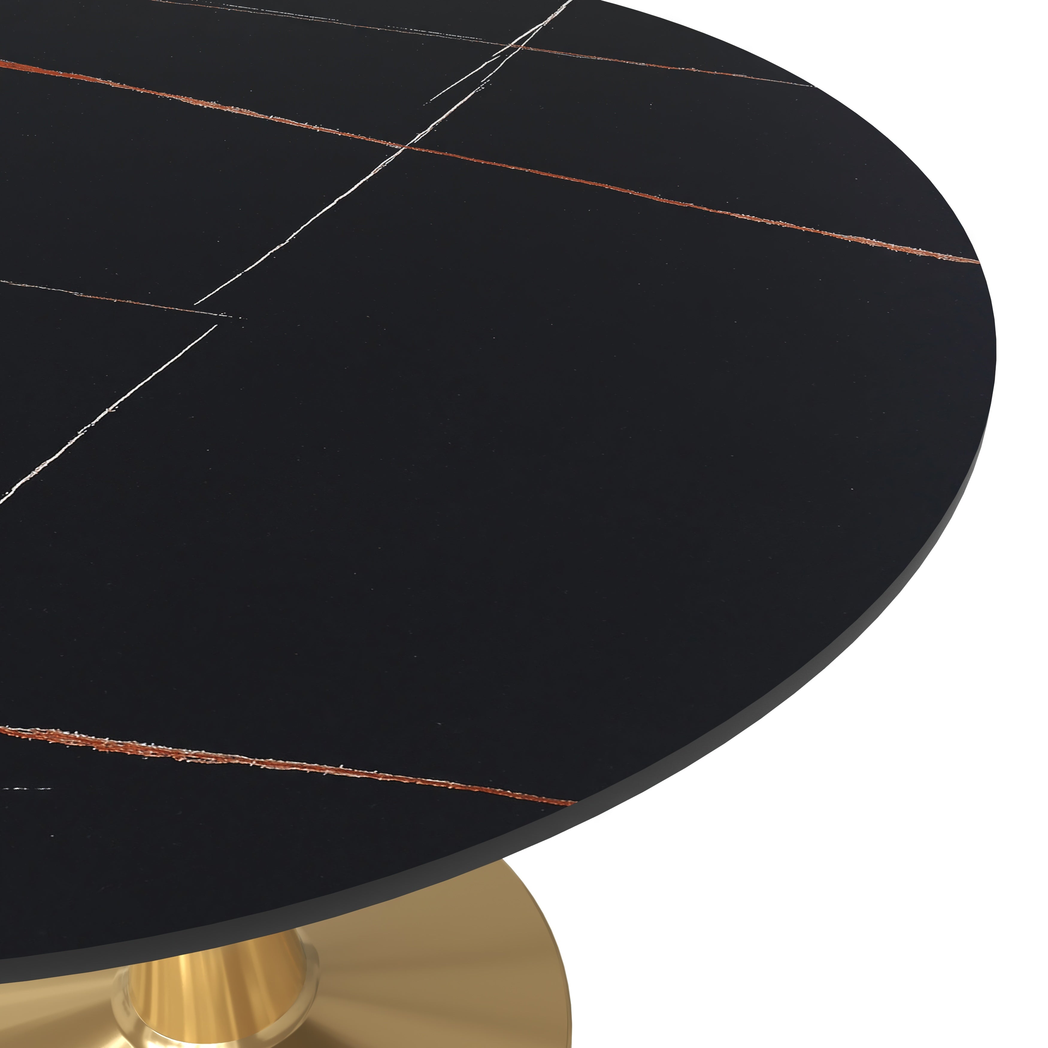 Bristol Round Dining Table with MDF/Sintered Stone Tabletop in Gold Steel