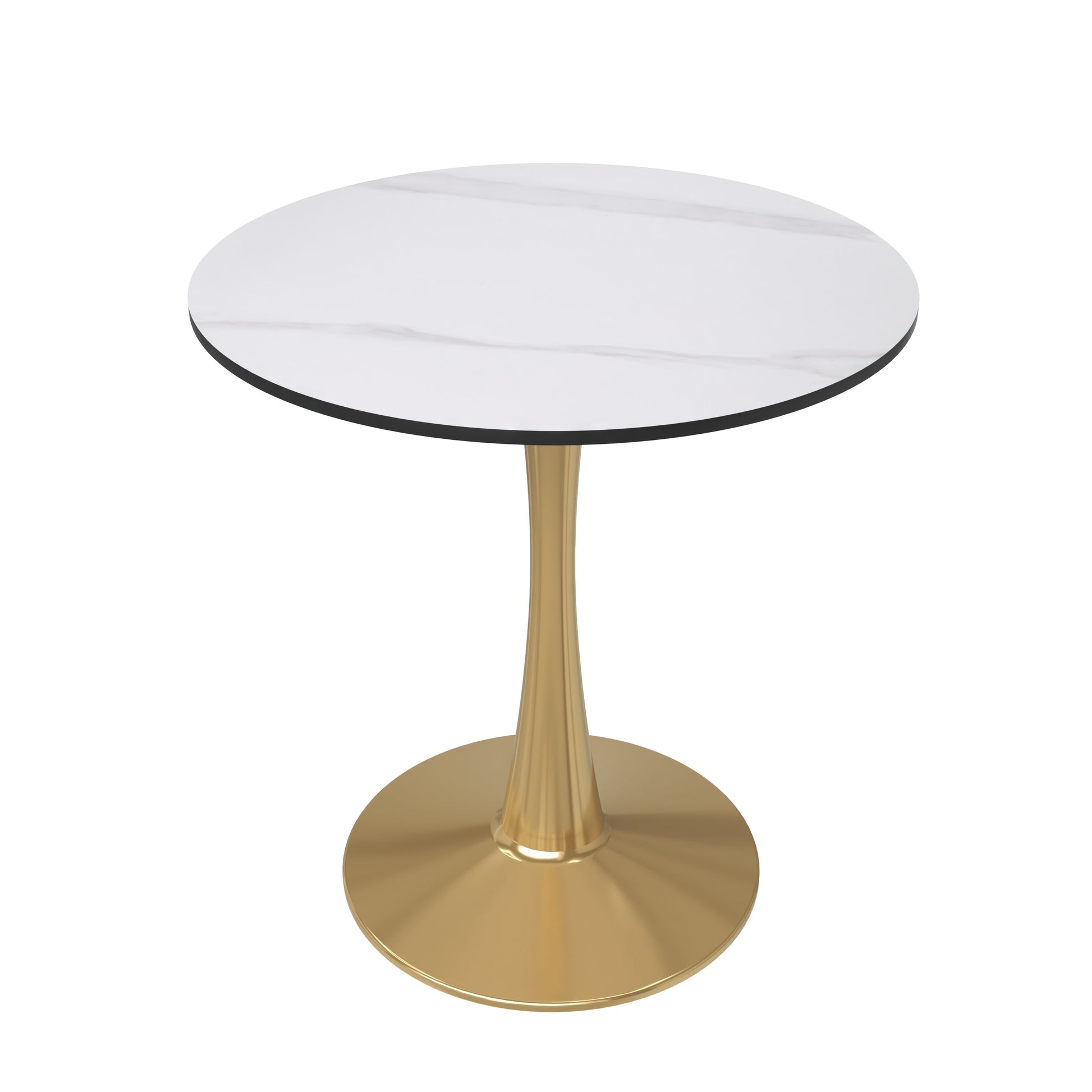 Bristol Round Dining Table with MDF/Sintered Stone Tabletop in Gold Steel