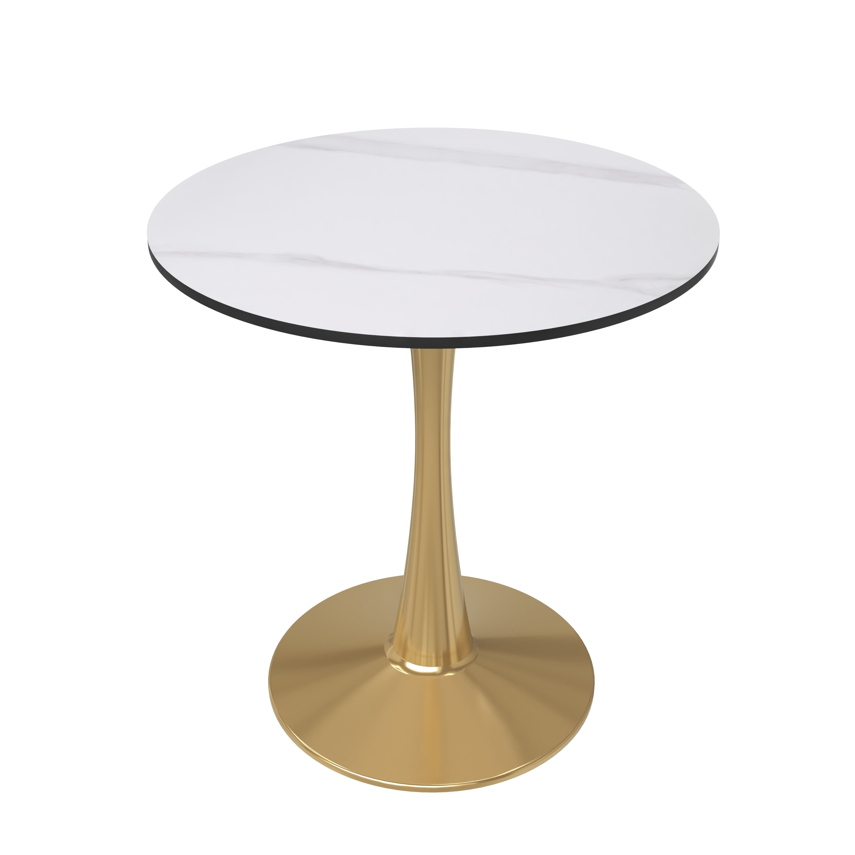 Bristol Round Dining Table with MDF/Sintered Stone Tabletop in Gold Steel