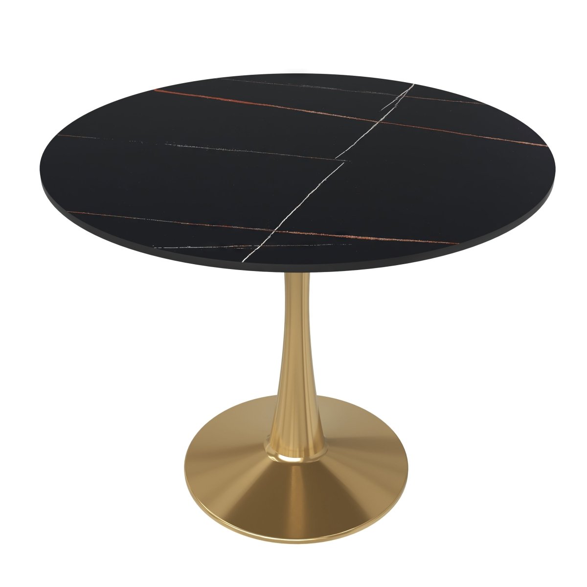 Bristol Round Dining Table with MDF/Sintered Stone Tabletop in Gold Steel