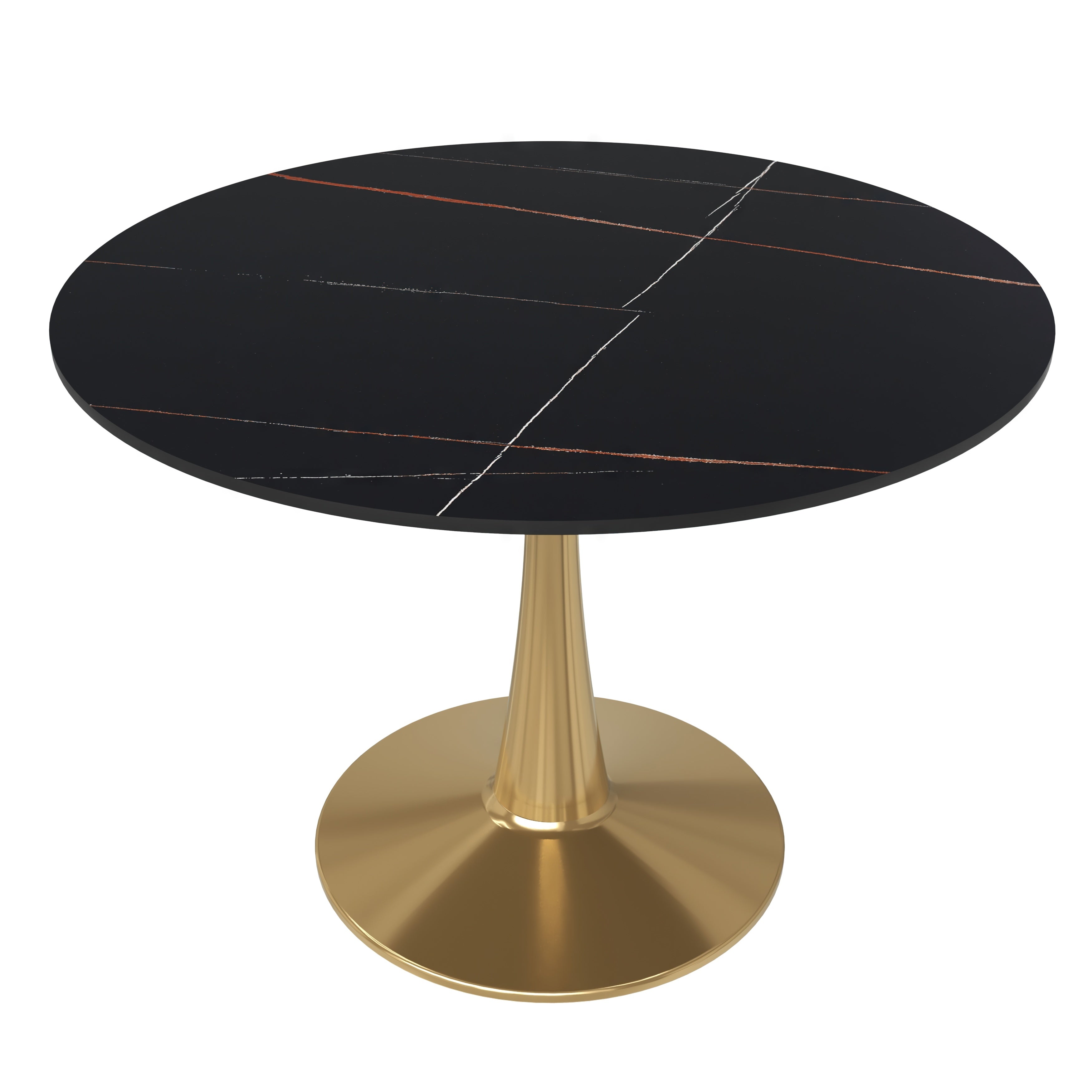 Bristol Round Dining Table with MDF/Sintered Stone Tabletop in Gold Steel