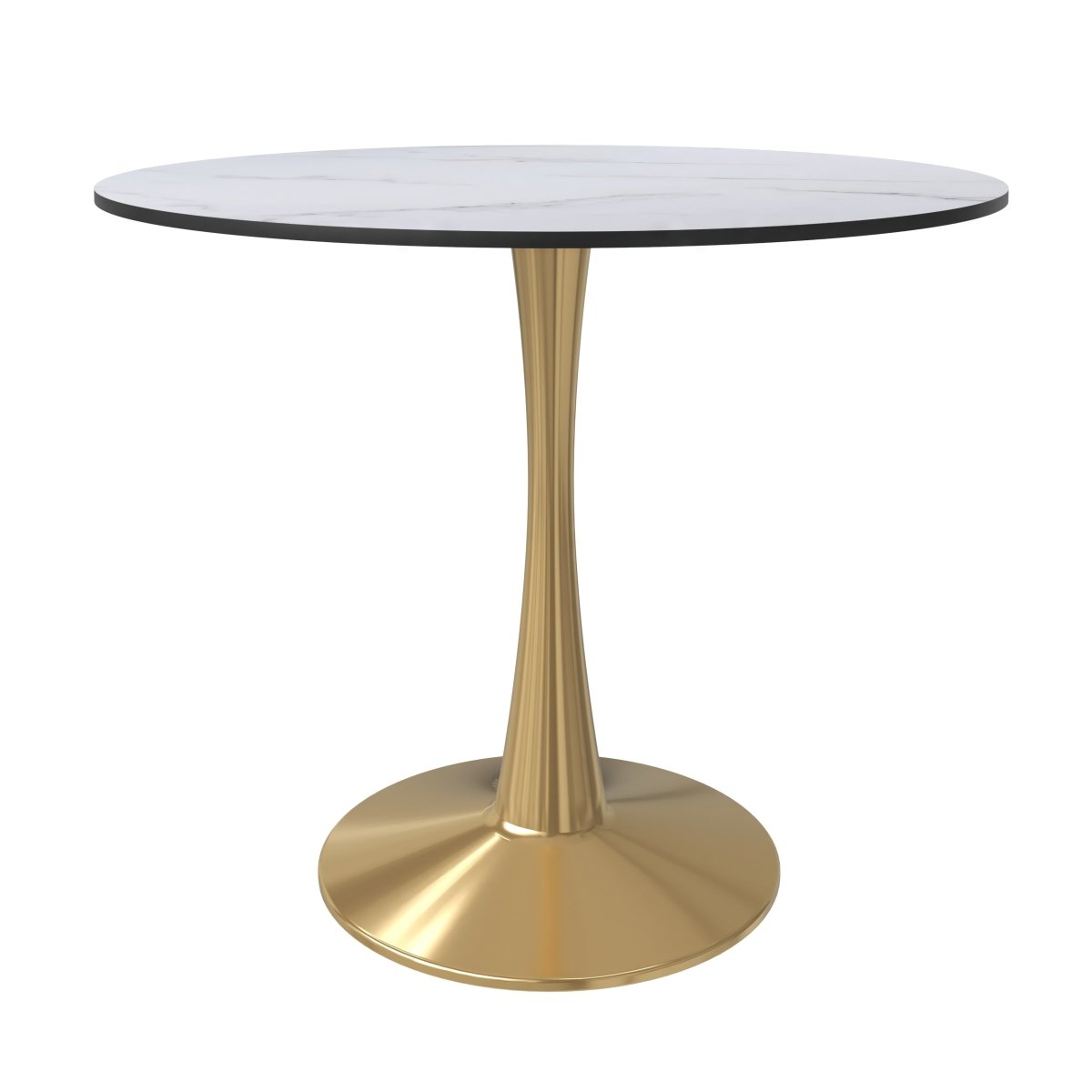 Bristol Round Dining Table with MDF/Sintered Stone Tabletop in Gold Steel