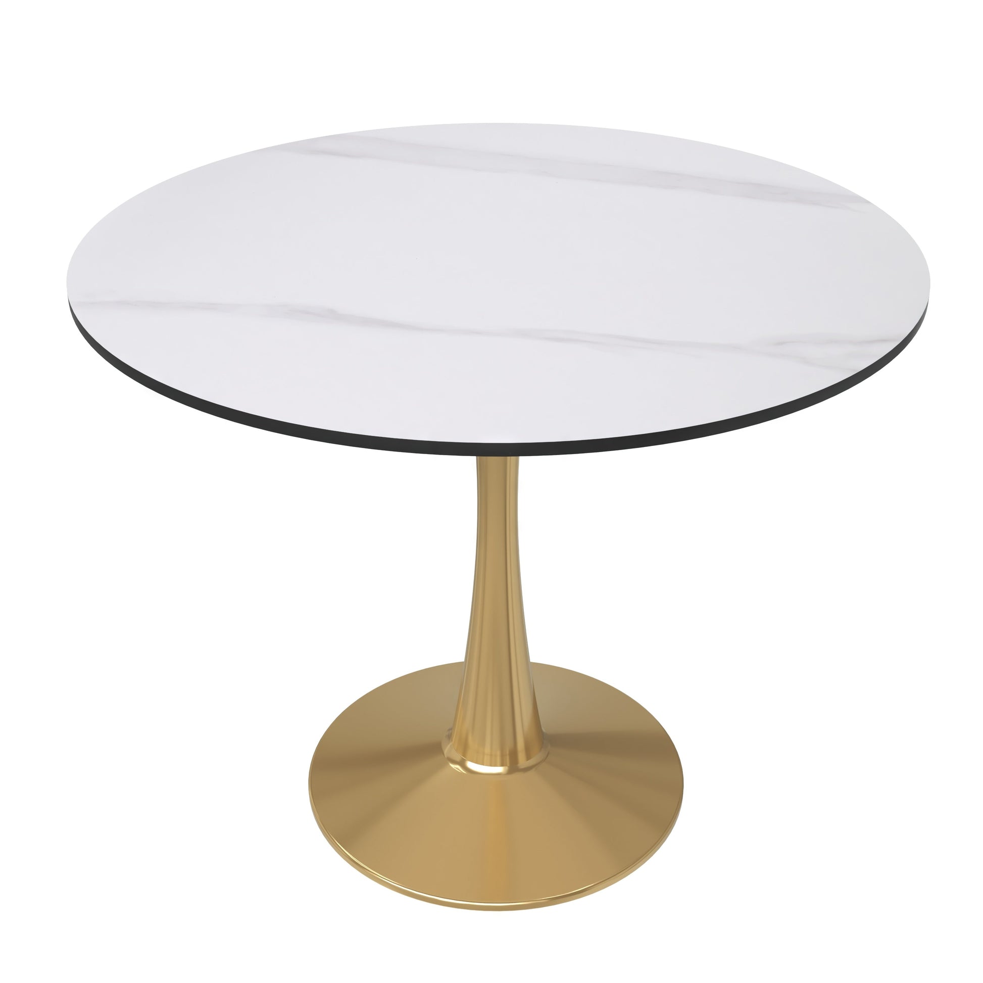 Bristol Round Dining Table with MDF/Sintered Stone Tabletop in Gold Steel