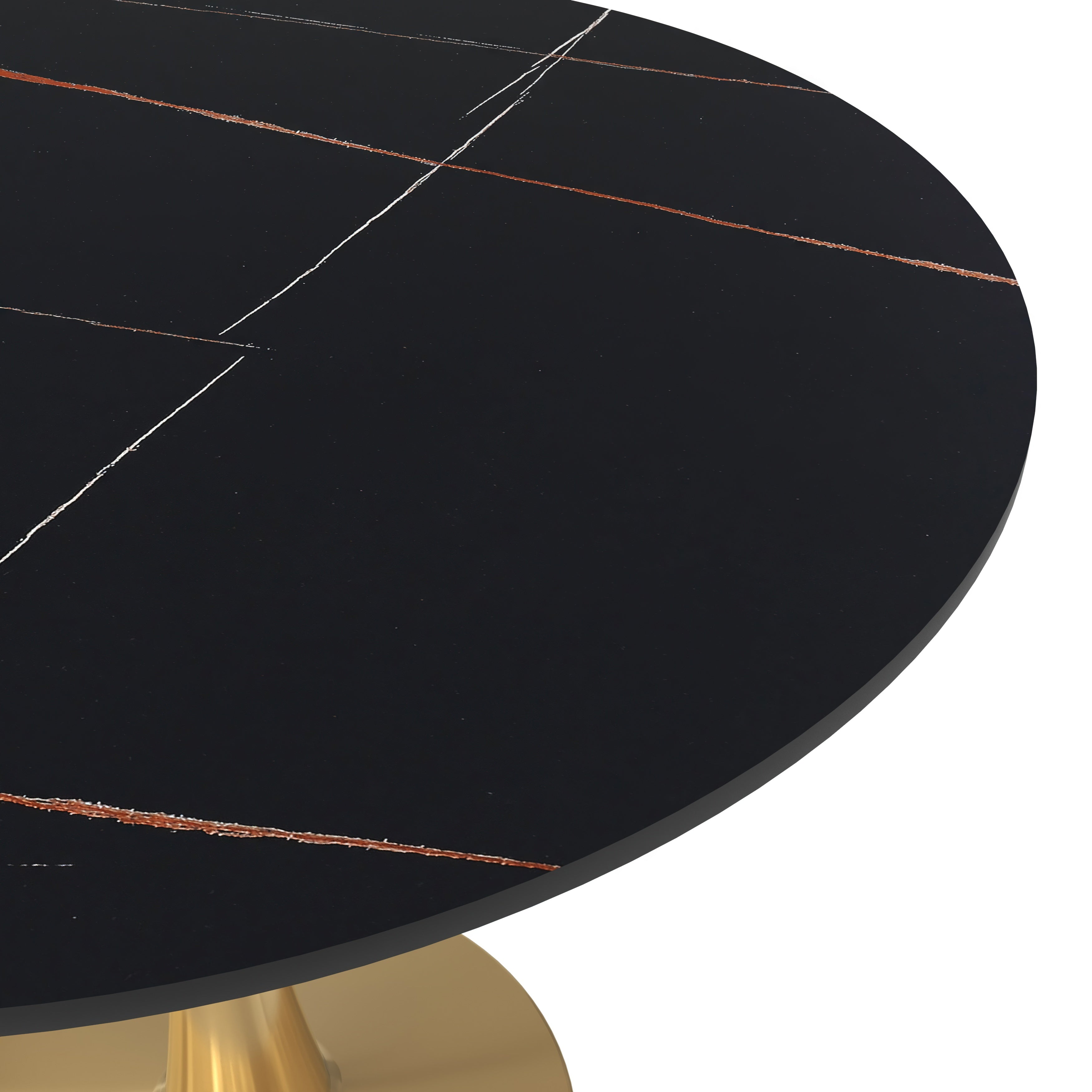 Bristol Round Dining Table with MDF/Sintered Stone Tabletop in Gold Steel