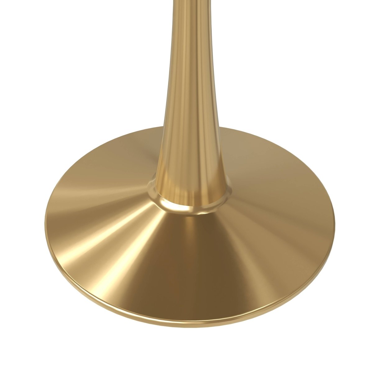 Bristol Round Dining Table with MDF/Sintered Stone/Glass Tabletop in Gold Steel Glass Clear Dining Table Leisuremod