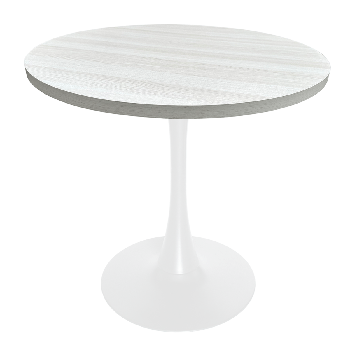 Bristol Round Dining Table with MDF/Sintered Stone/Glass Wood Tabletop in White Steel