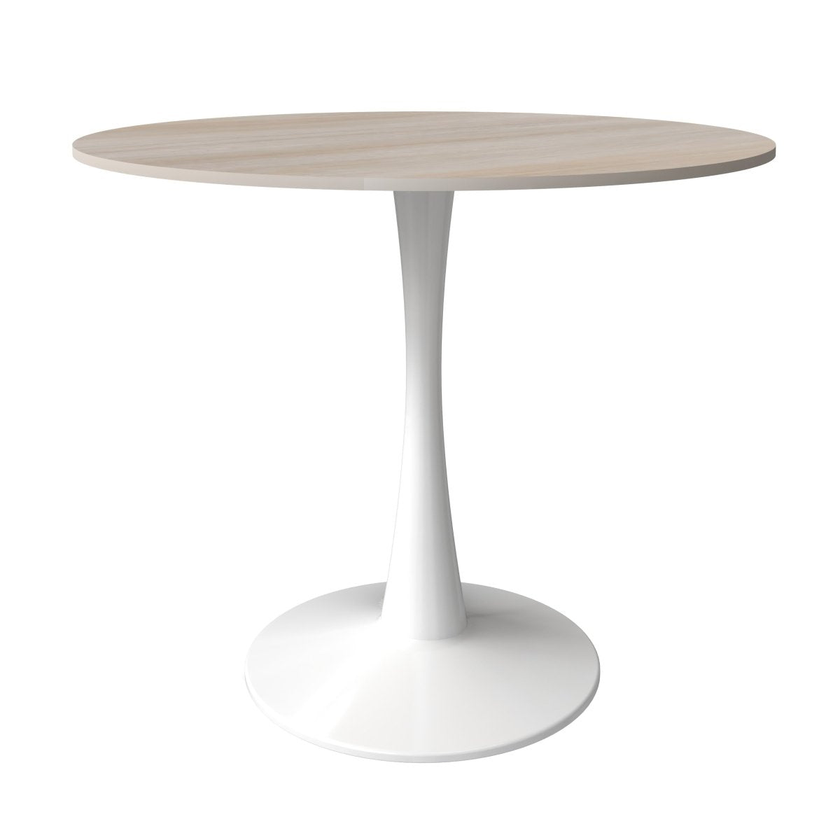 Bristol Round Dining Table with MDF/Sintered Stone/Glass Wood Tabletop in White Steel