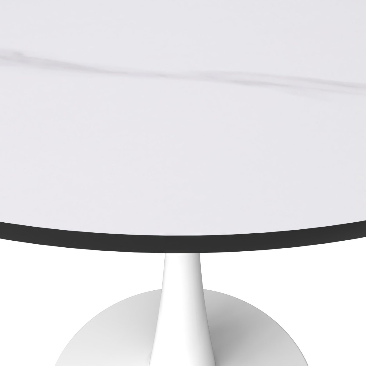 Bristol Round Dining Table with MDF/Sintered Stone/Glass Wood Tabletop in White Steel