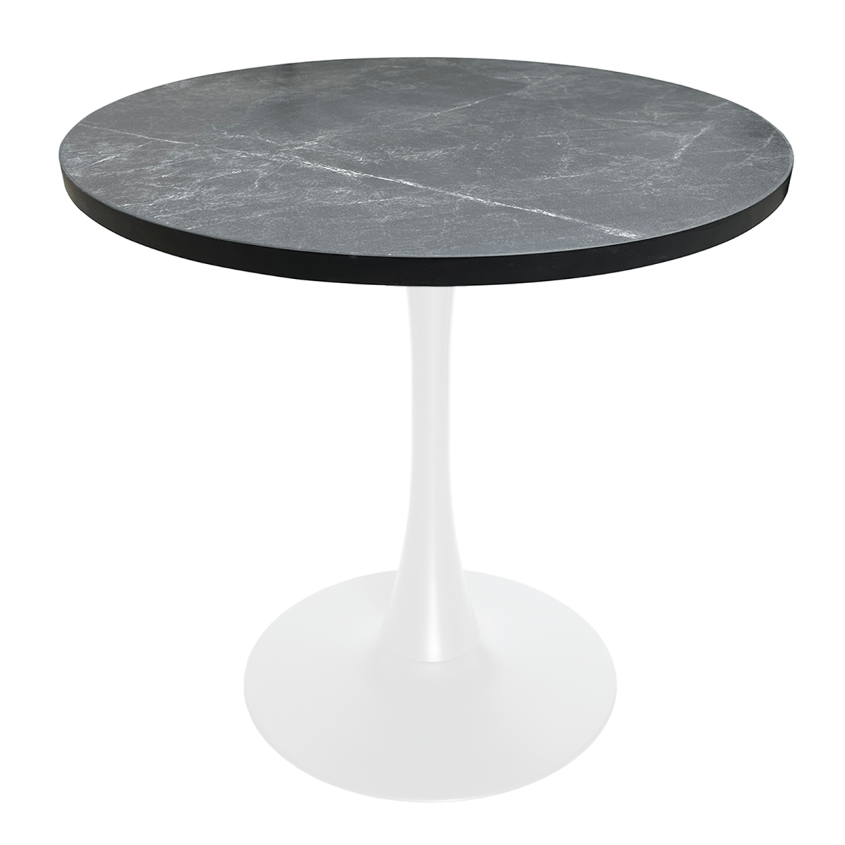 Bristol Round Dining Table with MDF/Sintered Stone/Glass Wood Tabletop in White Steel
