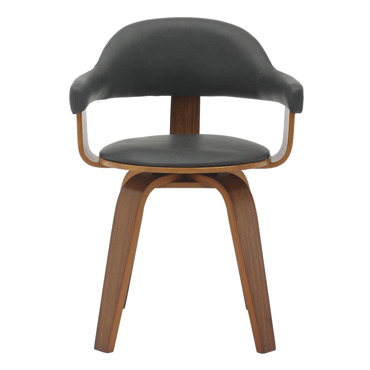 Brivo Leather Dining Chair with Wooden Legs, Open - Back Swivel Armchair with Poplar Wood Base Set of 2