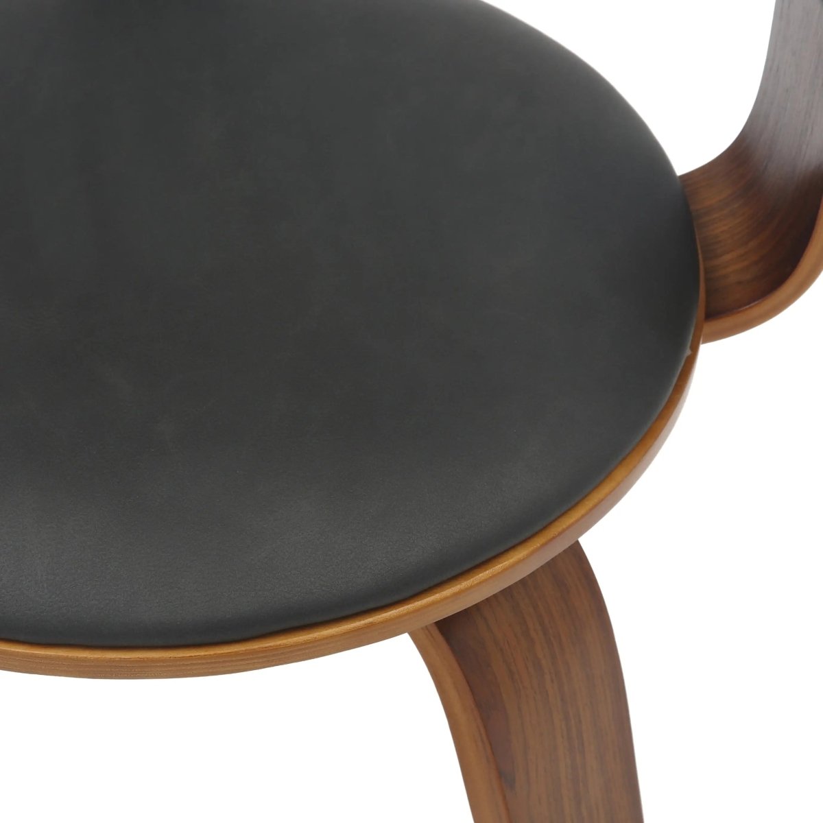 Brivo Leather Dining Chair with Wooden Legs, Open - Back Swivel Armchair with Poplar Wood Base Set of 2