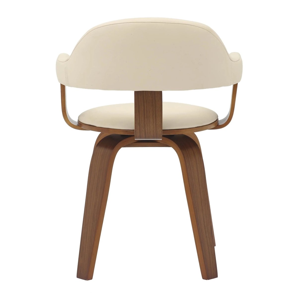 Brivo Leather Dining Chair with Wooden Legs, Open - Back Swivel Armchair with Poplar Wood Base Set of 2