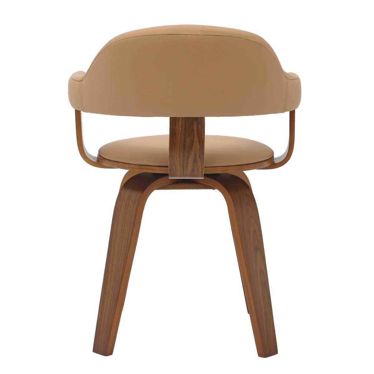 Brivo Leather Dining Chair with Wooden Legs, Open - Back Swivel Armchair with Poplar Wood Base Set of 2