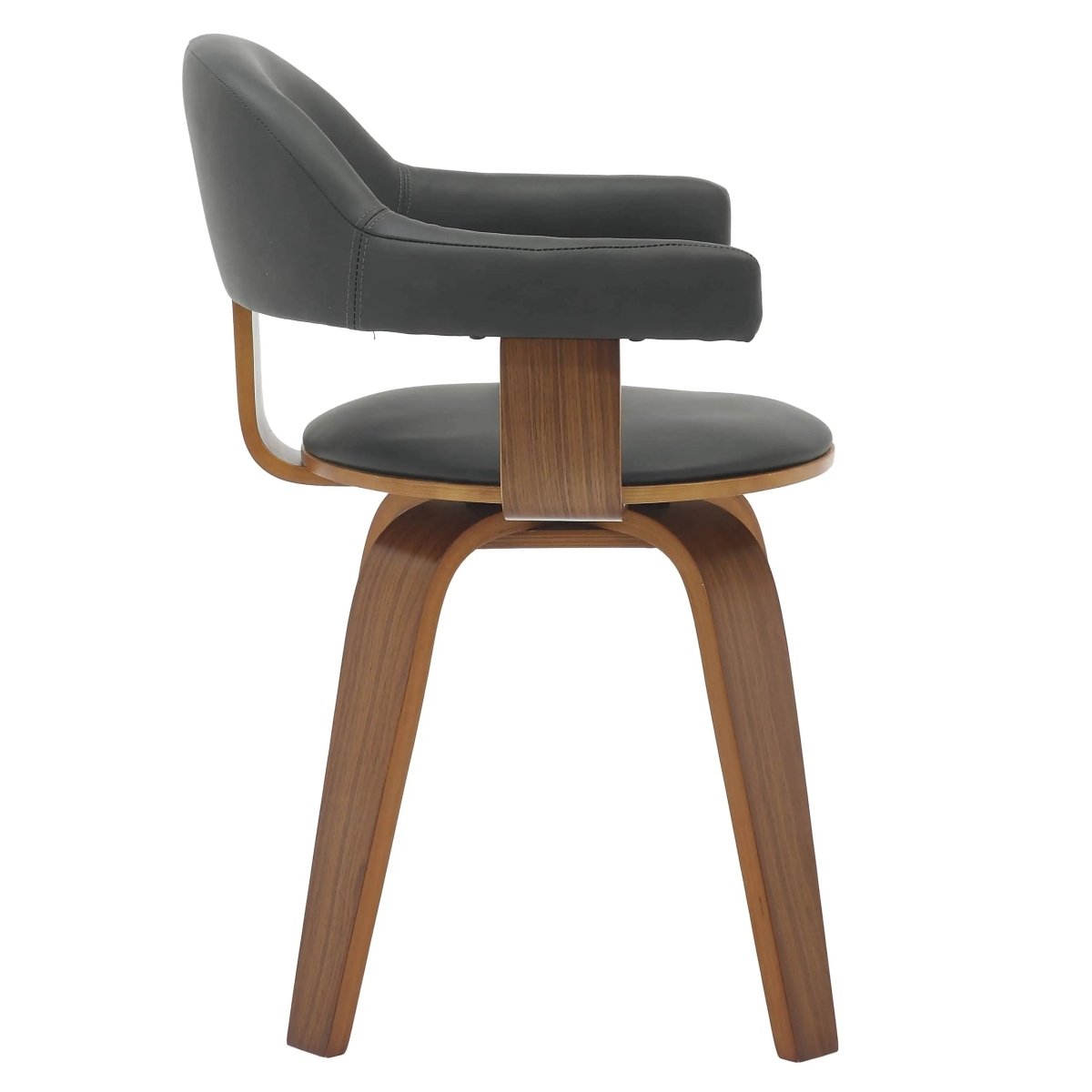 Brivo Leather Dining Chair with Wooden Legs, Open - Back Swivel Armchair with Poplar Wood Base Set of 2
