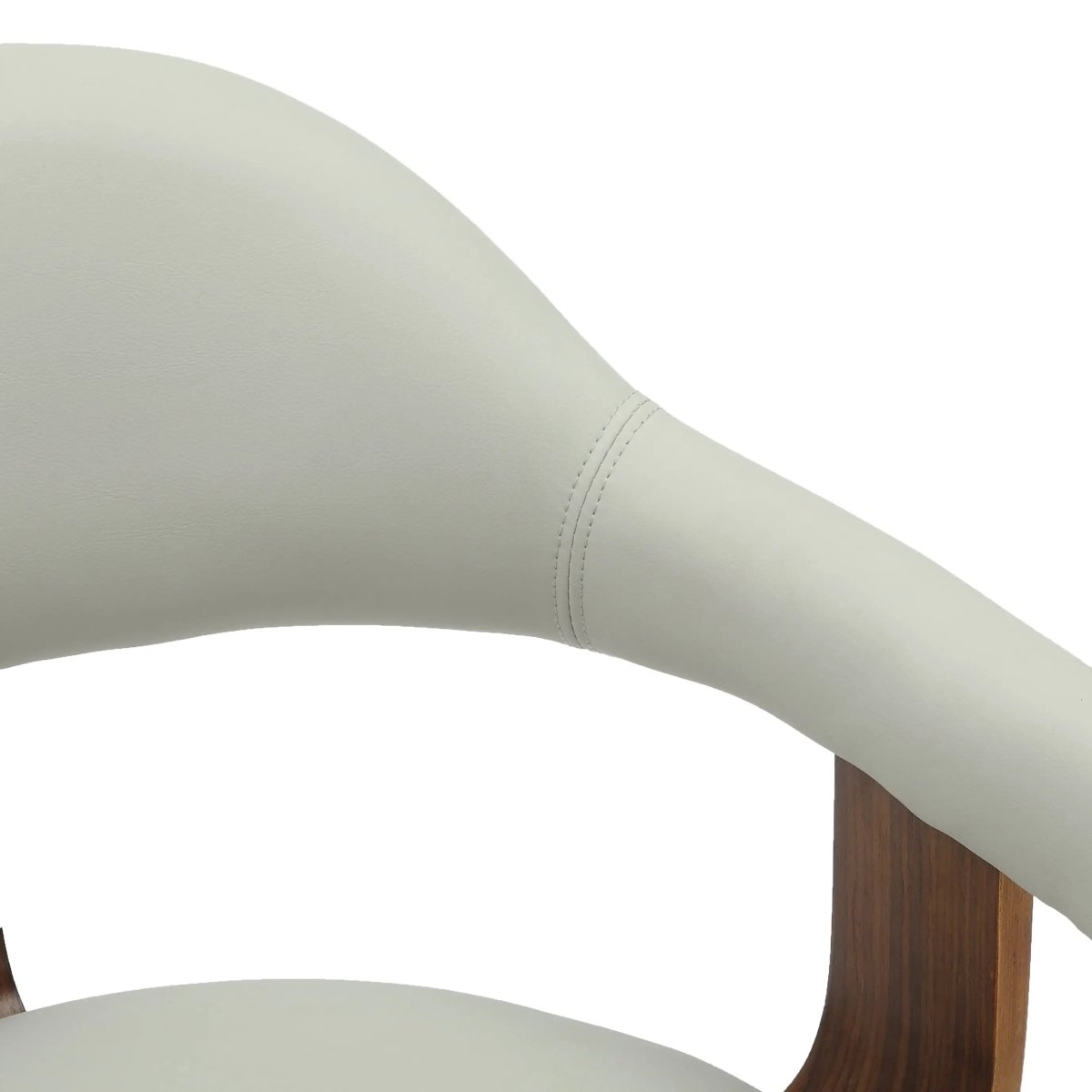Brivo Leather Dining Chair with Wooden Legs, Open - Back Swivel Armchair with Poplar Wood Base Set of 4