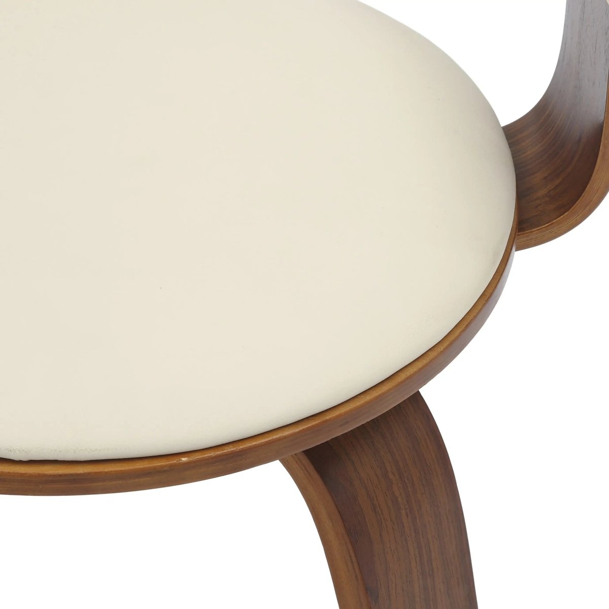 Brivo Leather Dining Chair with Wooden Legs, Open - Back Swivel Armchair with Poplar Wood Base Set of 4