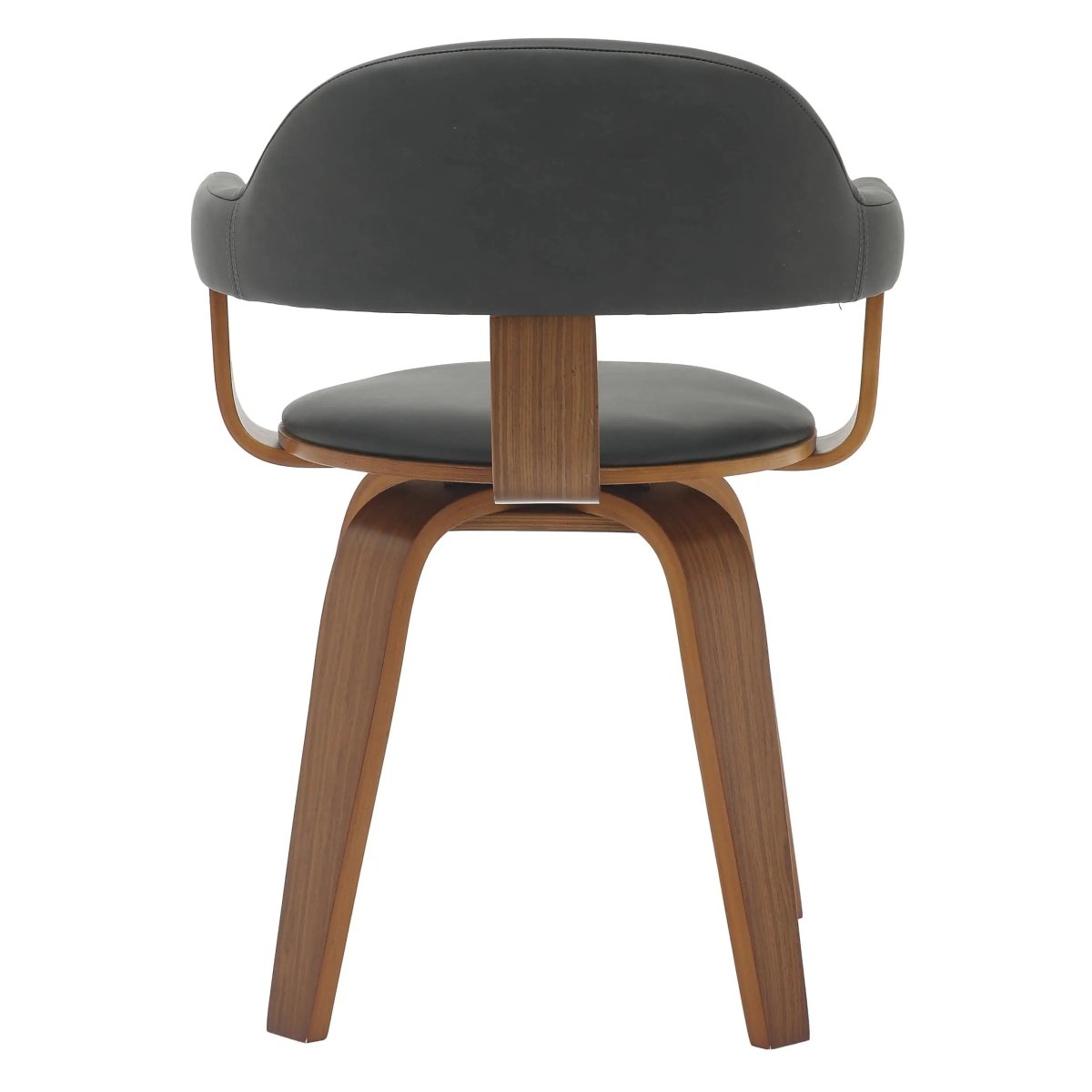 Brivo Leather Dining Chair with Wooden Legs, Open - Back Swivel Armchair with Poplar Wood Base Set of 4