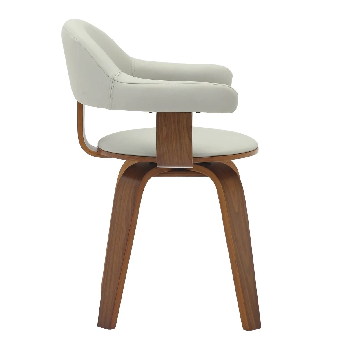 Brivo Leather Dining Chair with Wooden Legs, Open - Back Swivel Armchair with Poplar Wood Base Set of 4