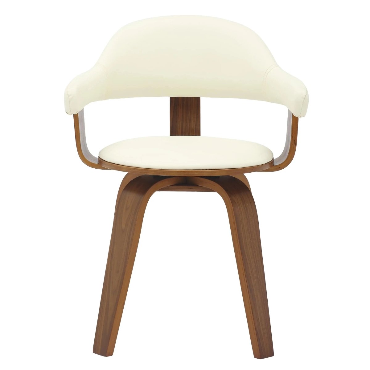Brivo Leather Dining Chair with Wooden Legs, Open - Back Swivel Armchair with Poplar Wood Base Set of 4