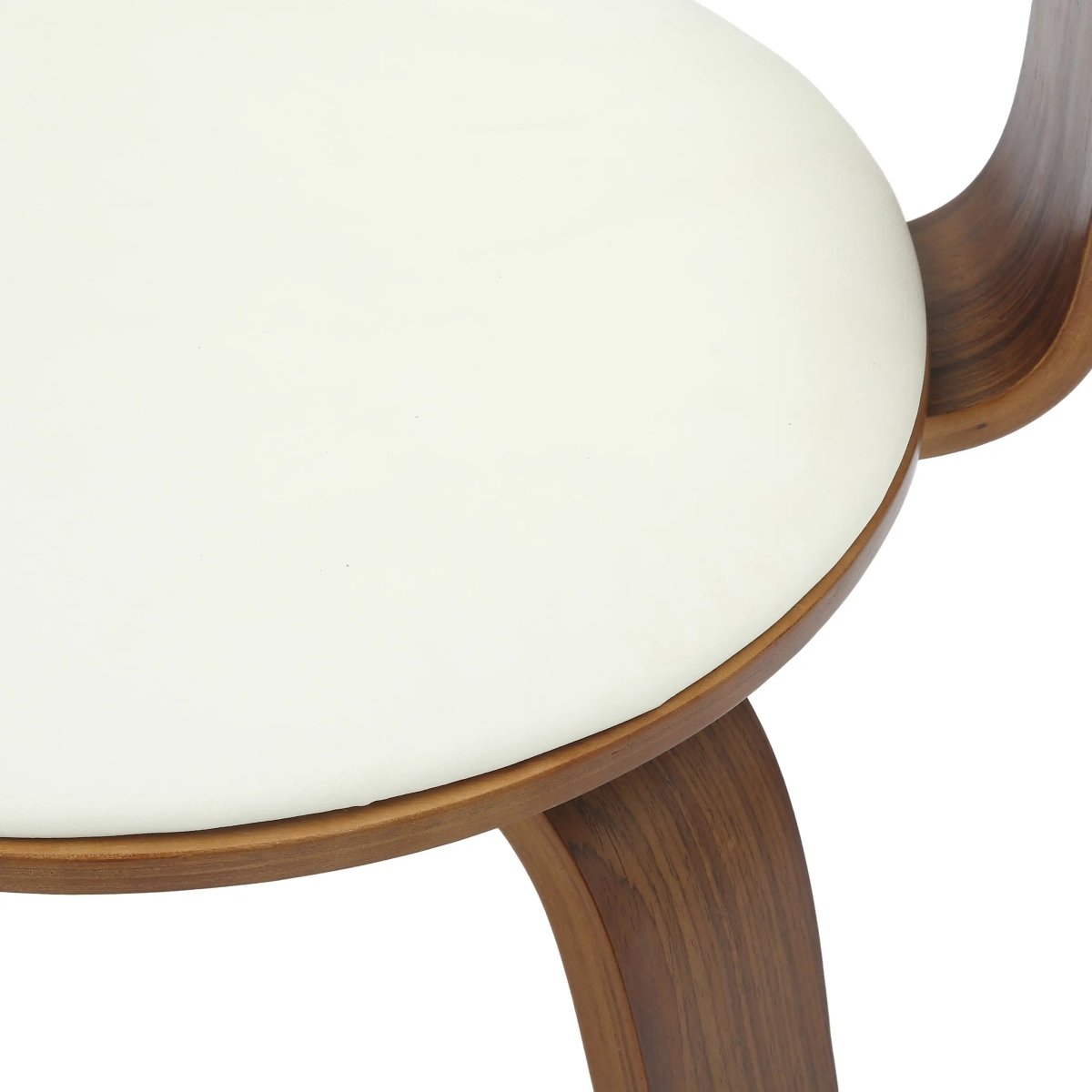 Brivo Leather Dining Chair with Wooden Legs, Open - Back Swivel Armchair with Poplar Wood Base Set of 4