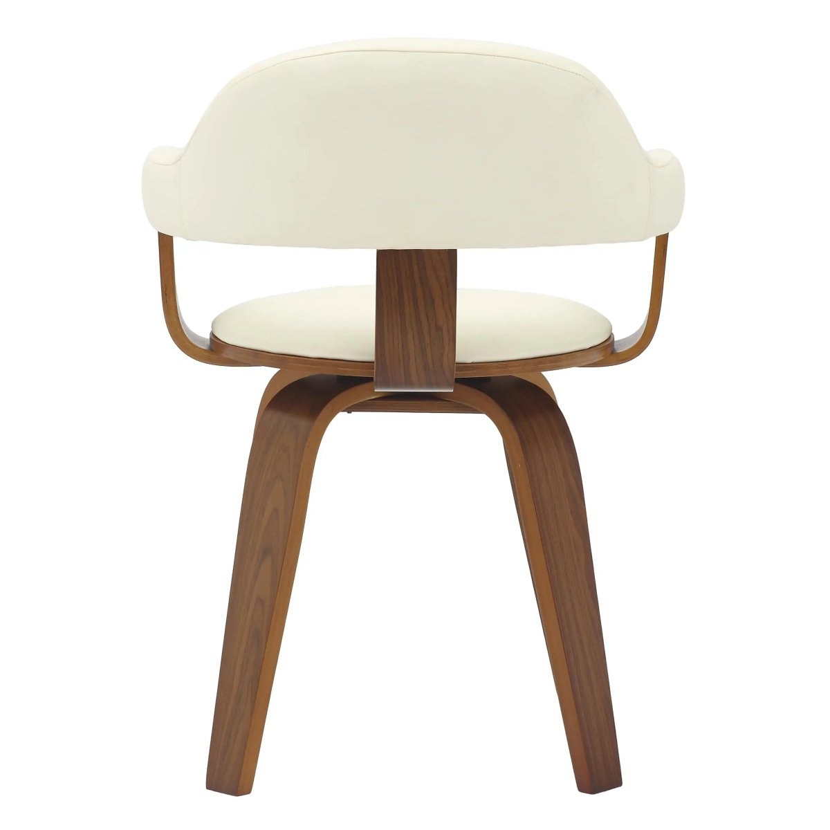 Brivo Leather Dining Chair with Wooden Legs, Open - Back Swivel Armchair with Poplar Wood Base Set of 4