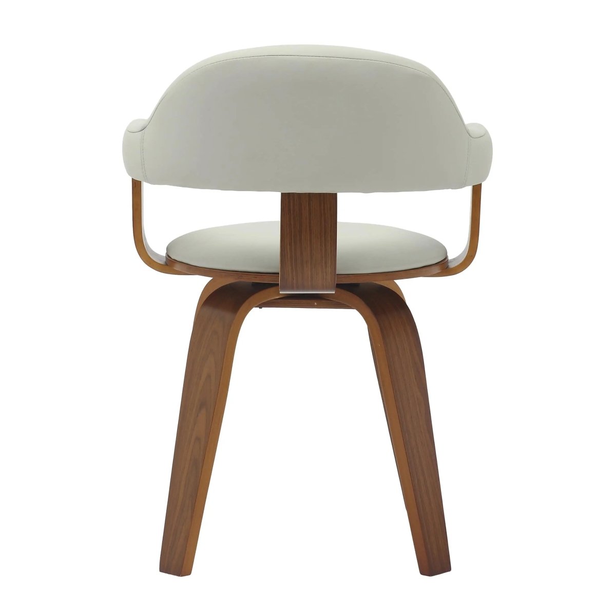 Brivo Leather Dining Chair with Wooden Legs, Open - Back Swivel Armchair with Poplar Wood Base Set of 4