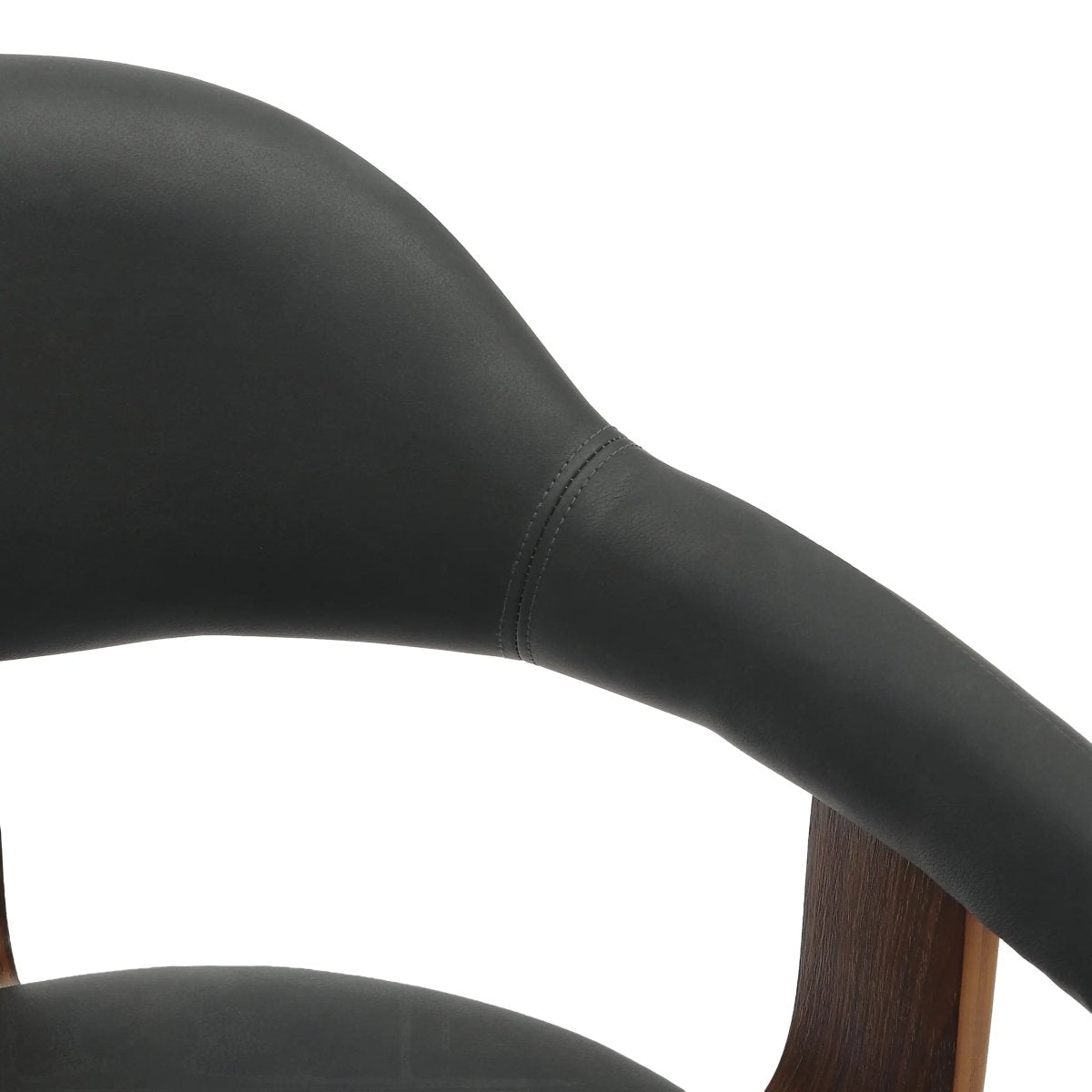 Brivo Leather Dining Chair with Wooden Legs, Open - Back Swivel Armchair with Poplar Wood Base Set of 4