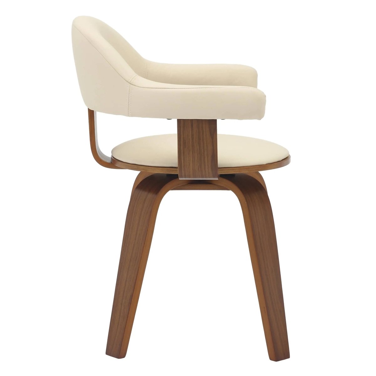 Brivo Leather Dining Chair with Wooden Legs, Open - Back Swivel Armchair with Poplar Wood Base Set of 4