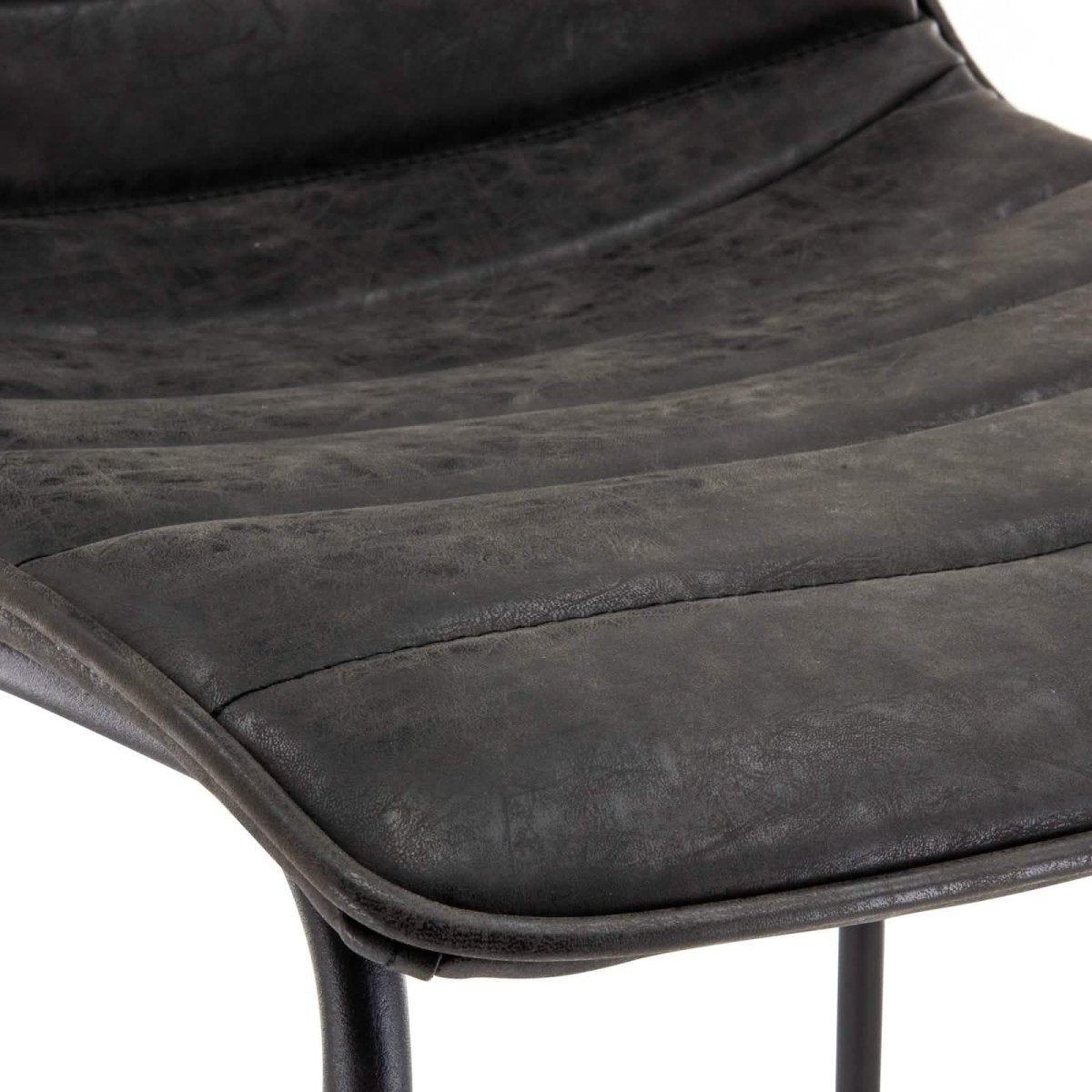 Brooklyn 29.9" Modern Leather Bar Stool With Black Iron Base & Footrest
