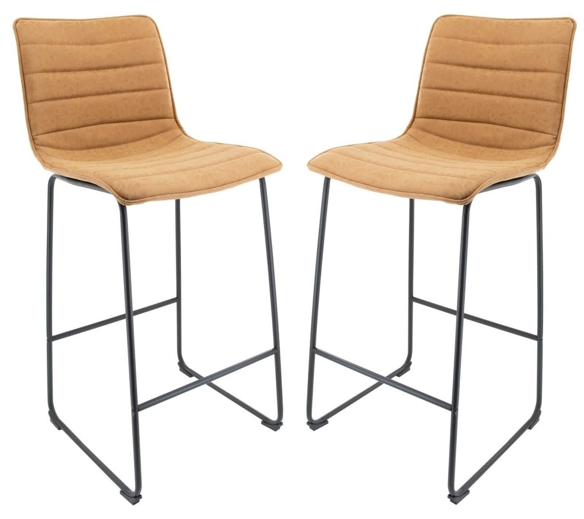 Brooklyn 29.9" Modern Leather Bar Stool With Black Iron Base & Footrest