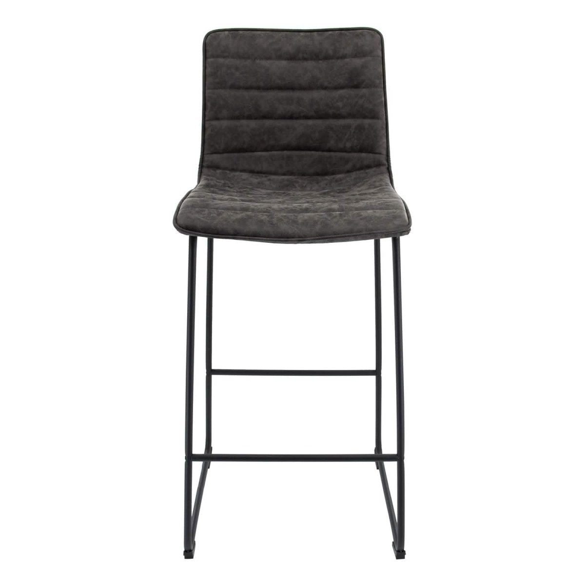 Brooklyn 29.9" Modern Leather Bar Stool With Black Iron Base & Footrest